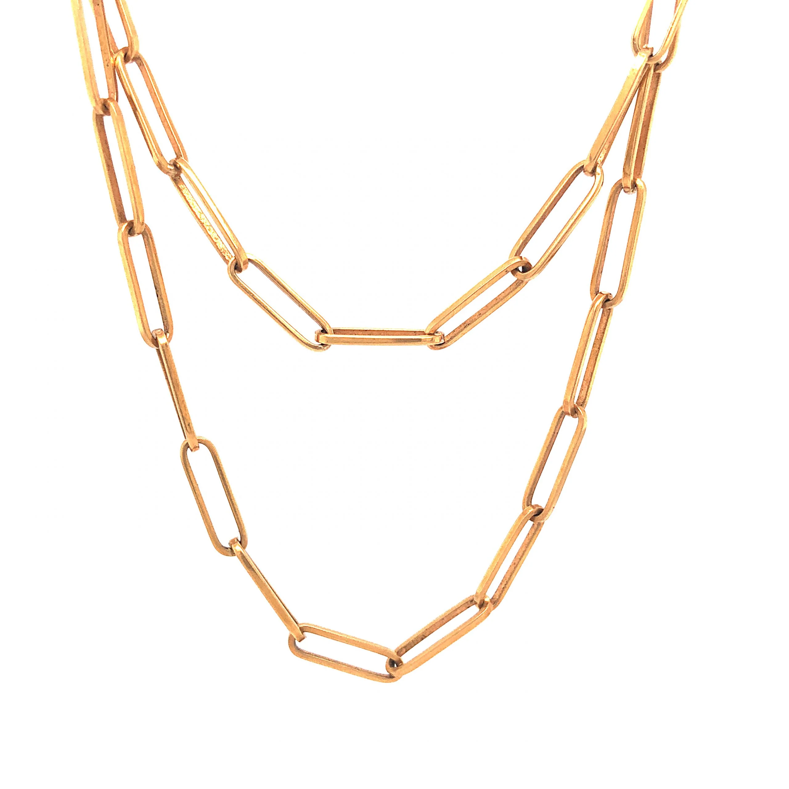 Mid-Century Paperclip Chain Necklace in 18k Yellow Gold