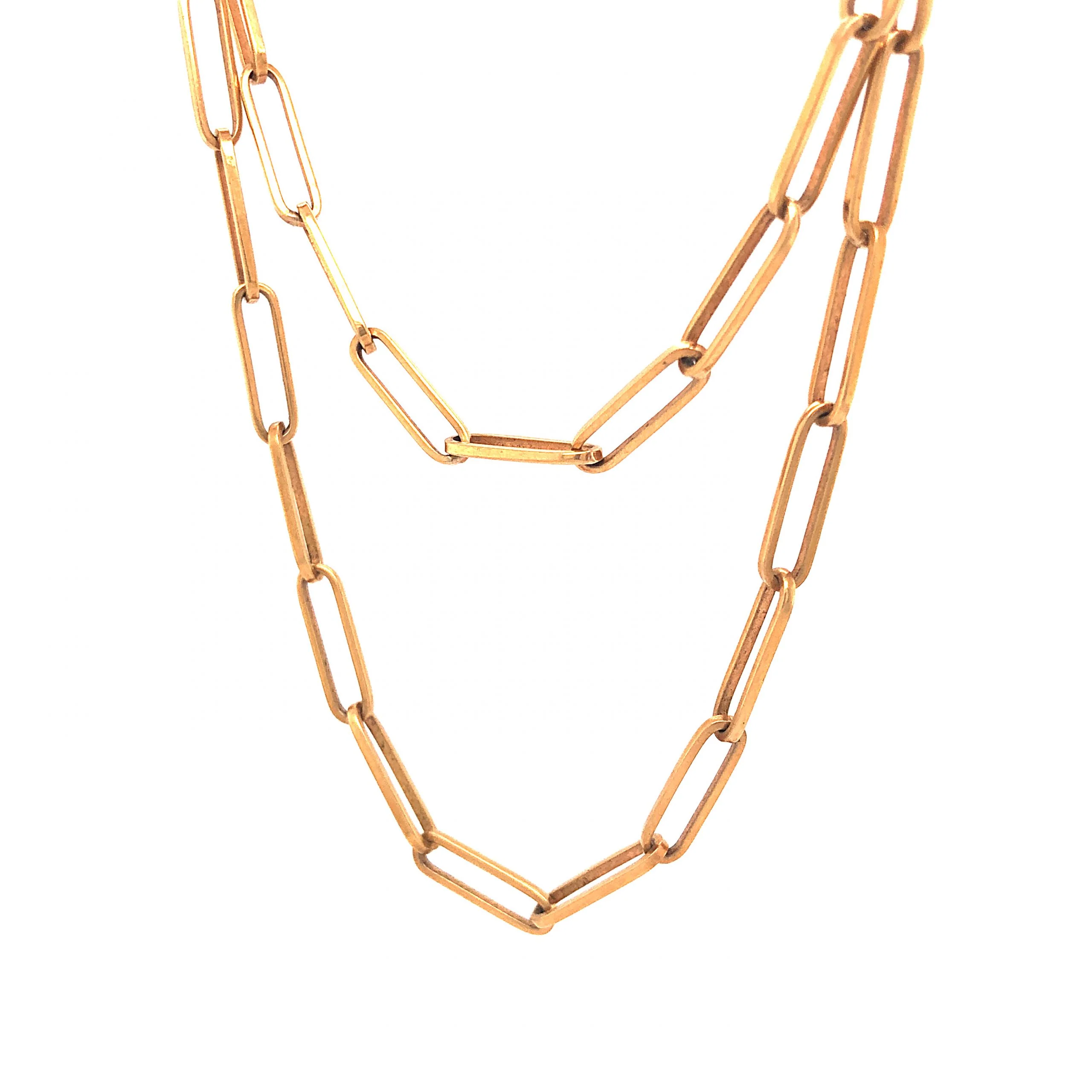 Mid-Century Paperclip Chain Necklace in 18k Yellow Gold - Image 2