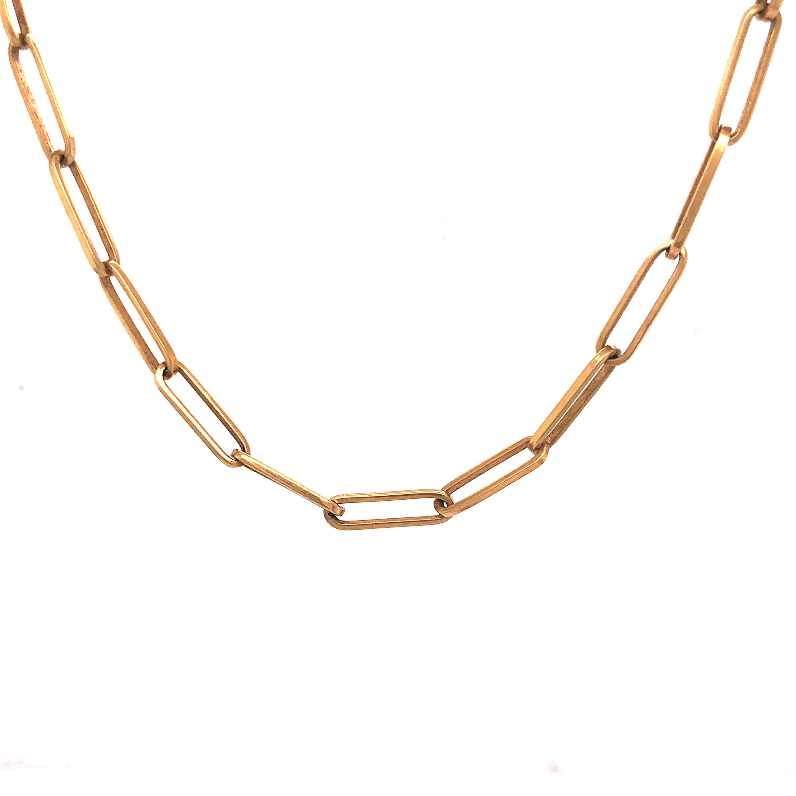 Mid-Century Paperclip Chain Necklace in 18k Yellow Gold - Image 3