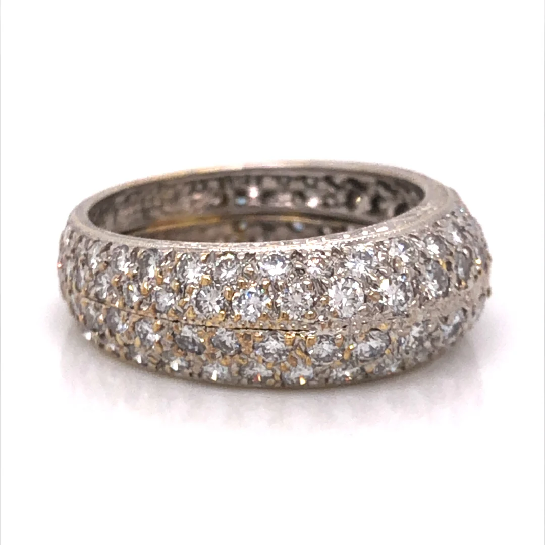 Mid-Century Pave Diamond Cocktail Ring 18k White Gold - Image 3
