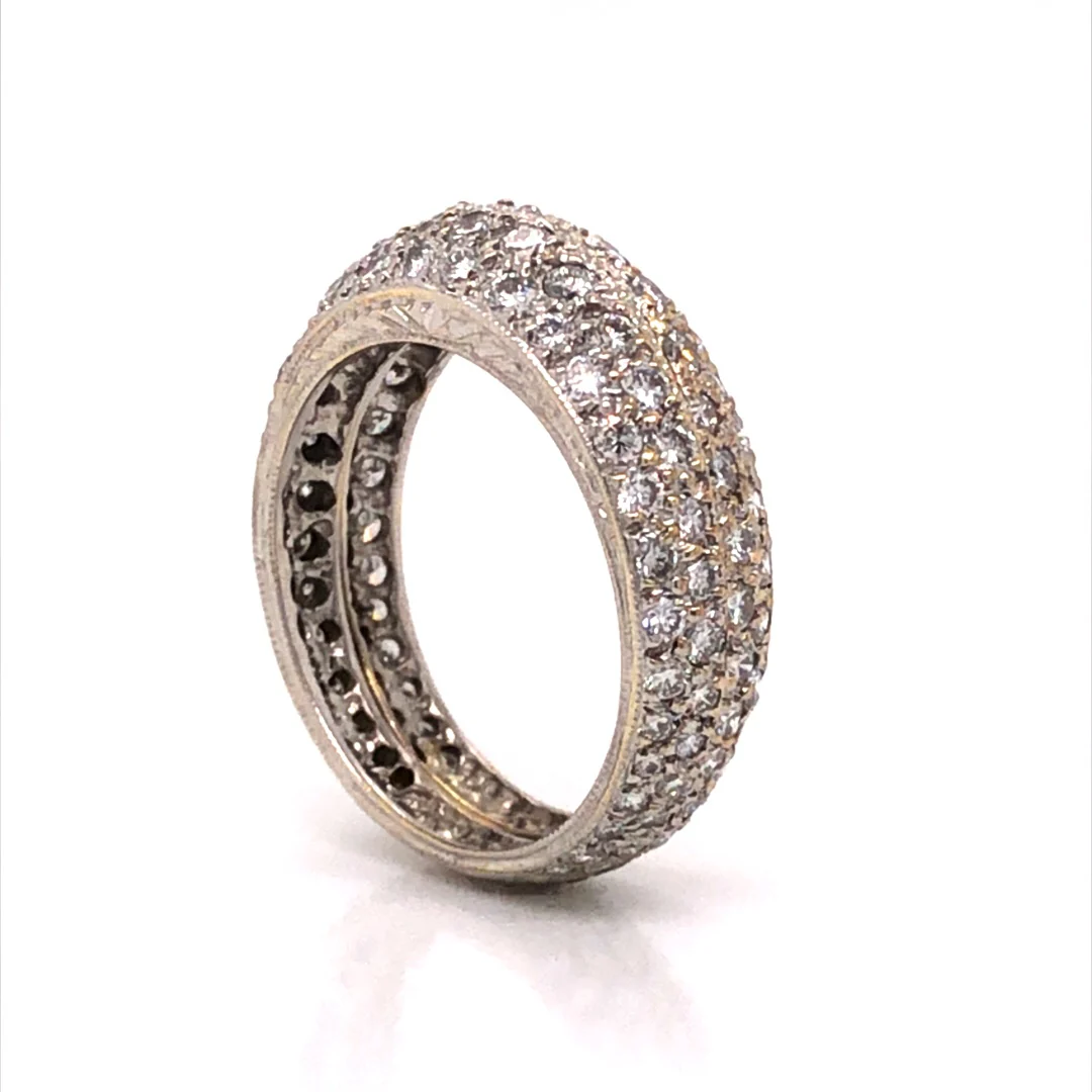 Mid-Century Pave Diamond Cocktail Ring 18k White Gold - Image 6