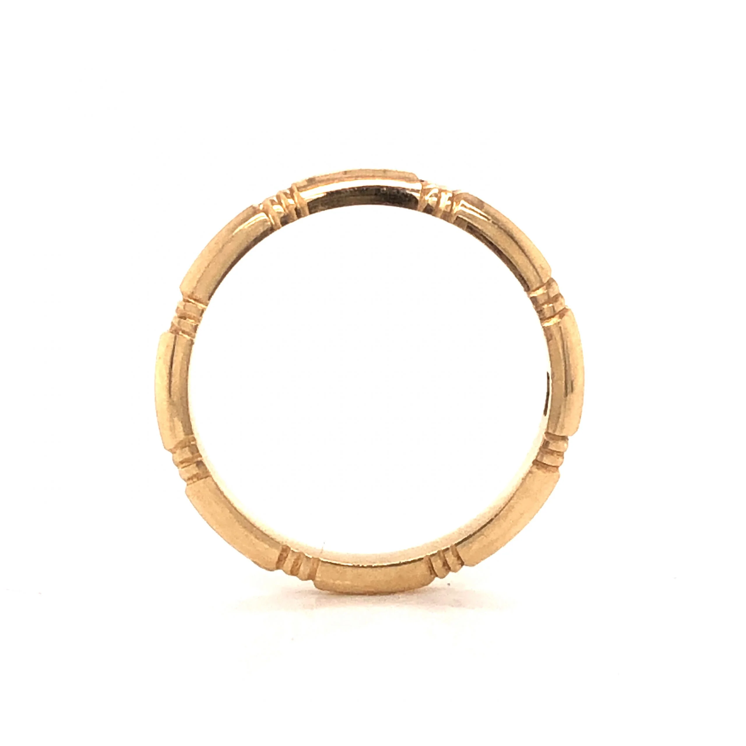 Mid-Century Ridged Wedding Band in 14k Yellow Gold - Image 4