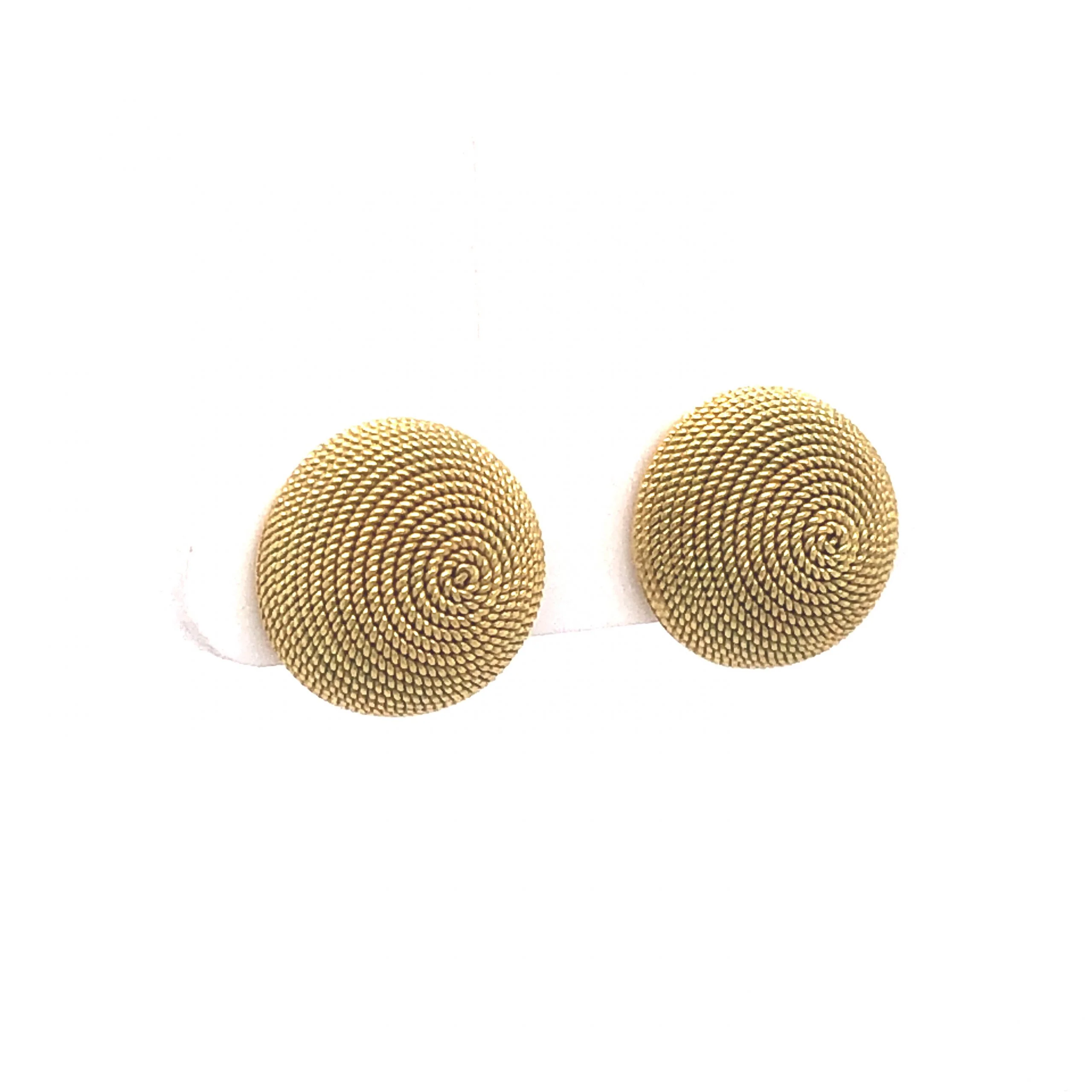 Mid-Century Roped Button Stud Earrings in 18k Yellow Gold - Image 3