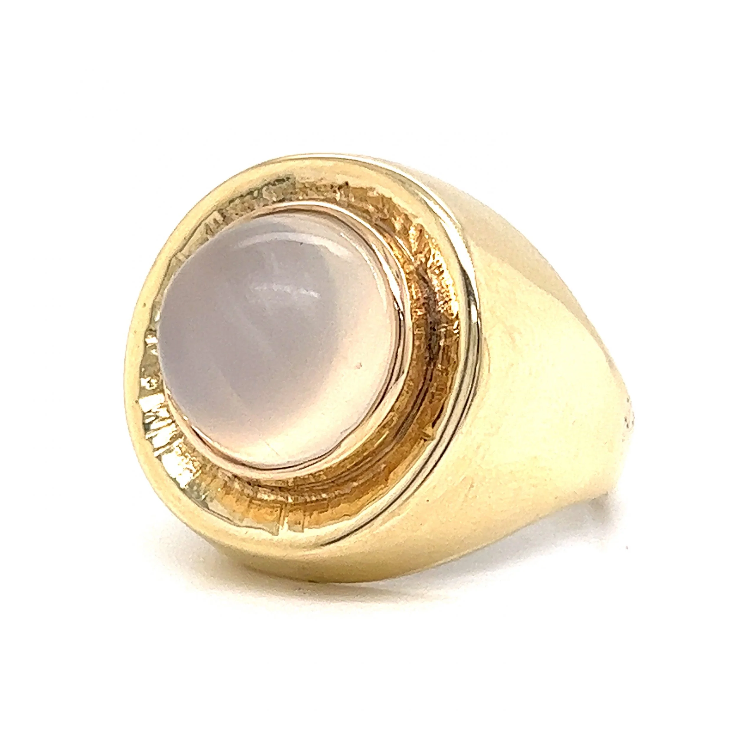 Mid-Century Round Moonstone Cocktail Ring in 14k Yellow Gold - Image 2