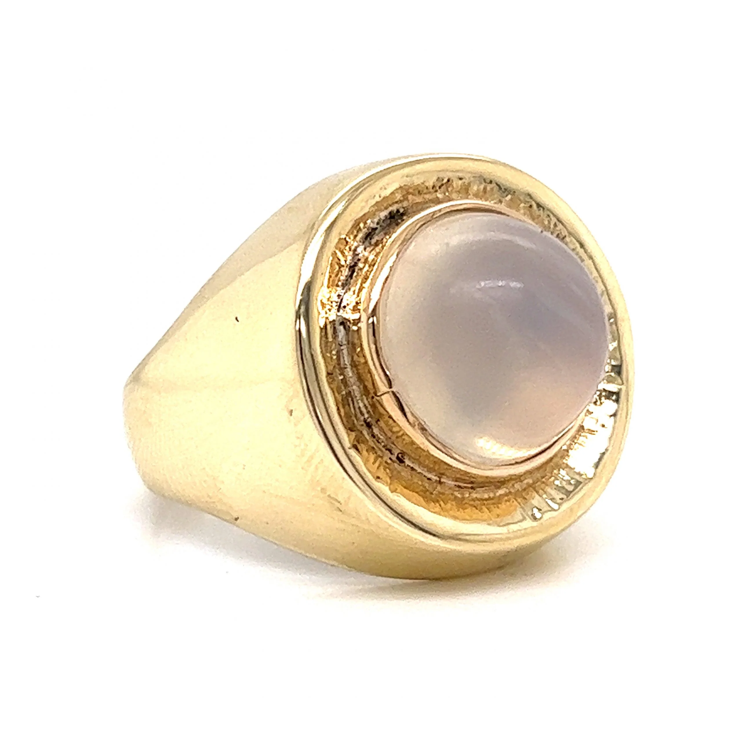 Mid-Century Round Moonstone Cocktail Ring in 14k Yellow Gold - Image 3