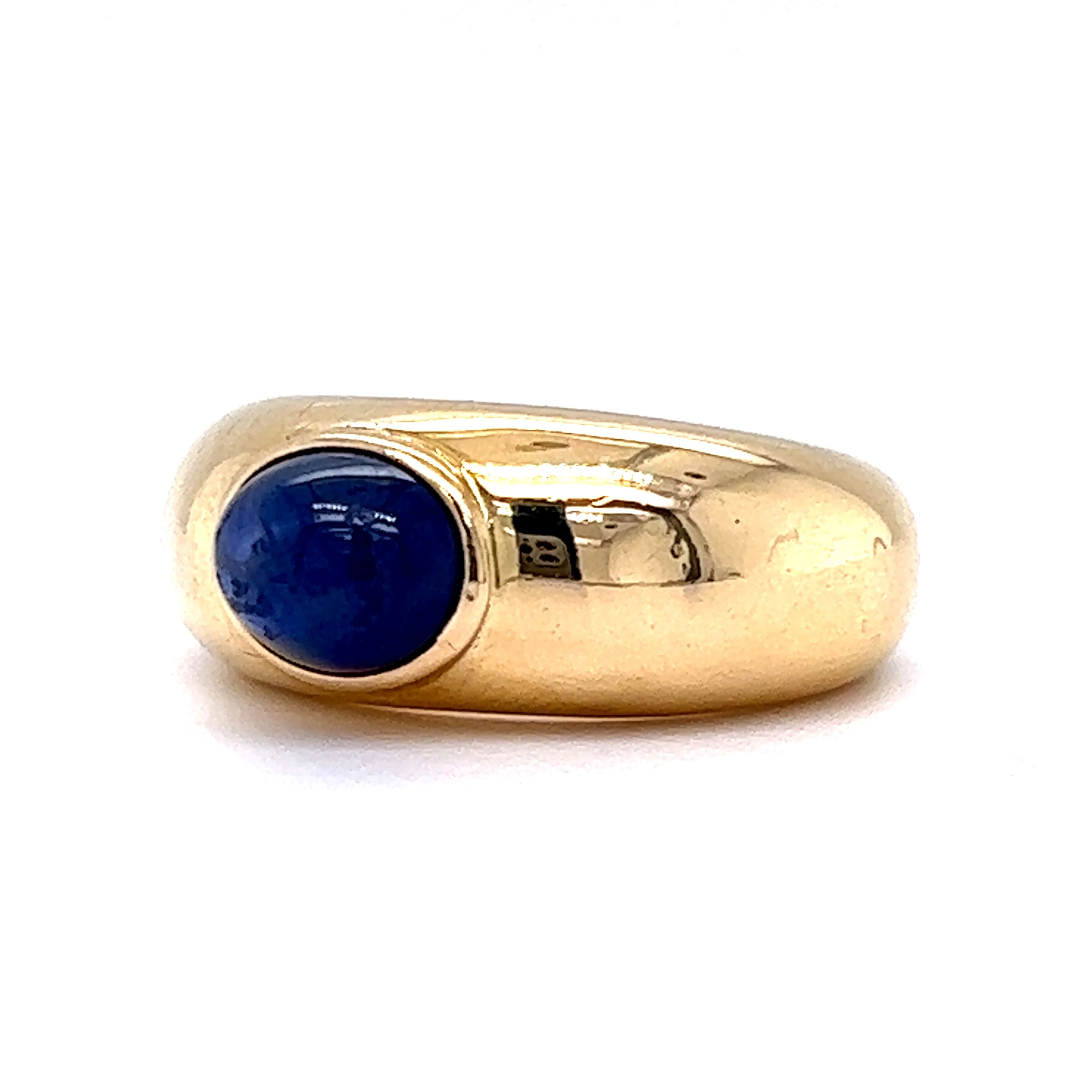 Mid-Century Sapphire Cabochon Ring in 18K Yellow Gold - Image 2