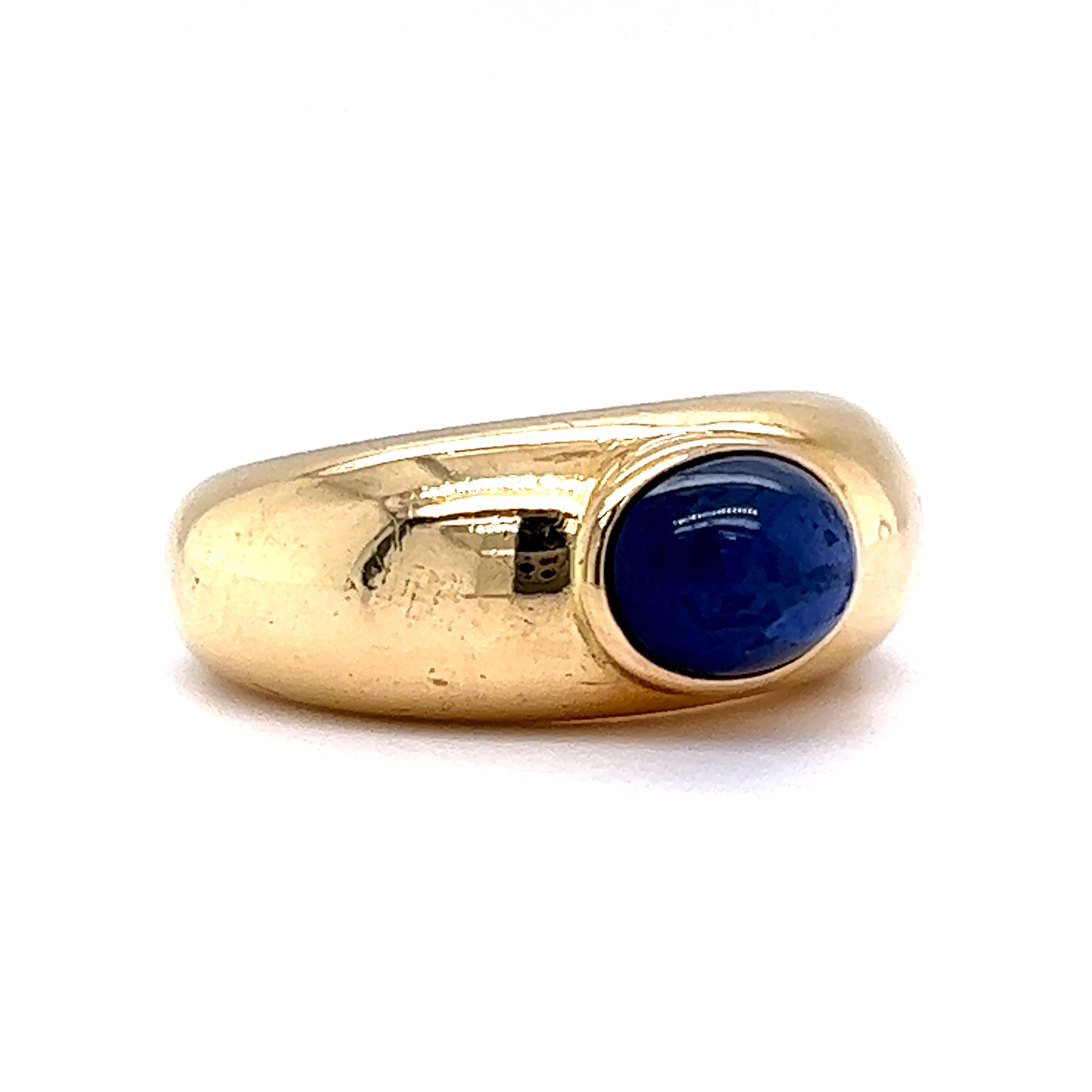 Mid-Century Sapphire Cabochon Ring in 18K Yellow Gold - Image 3