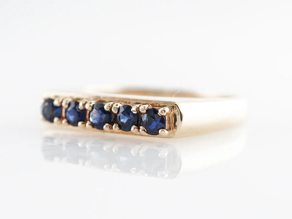 Mid-Century Sapphire Wedding Band in 14k Yellow Gold - Image 2