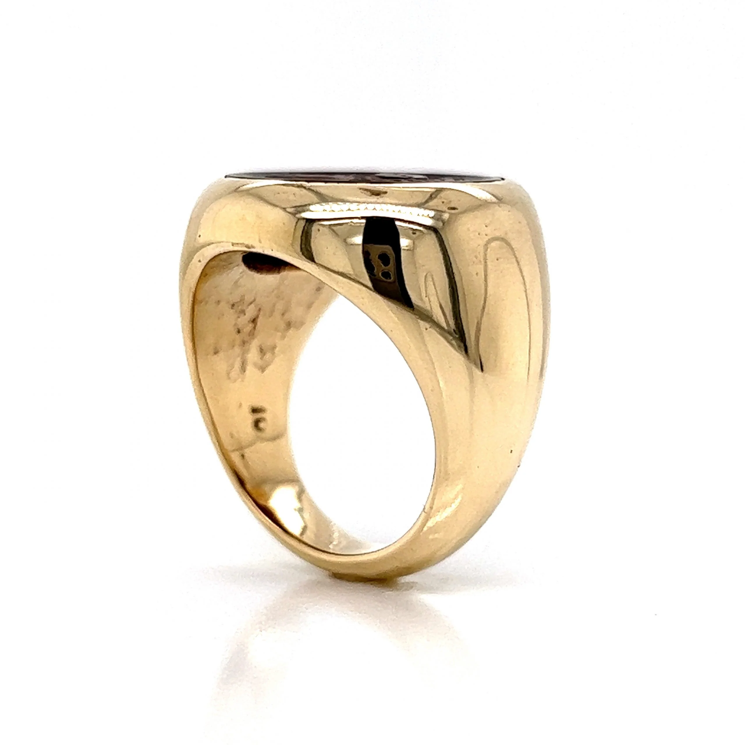 Mid-Century Sardonyx Intaglio Cocktail Ring in 10k Yellow Gold - Image 5