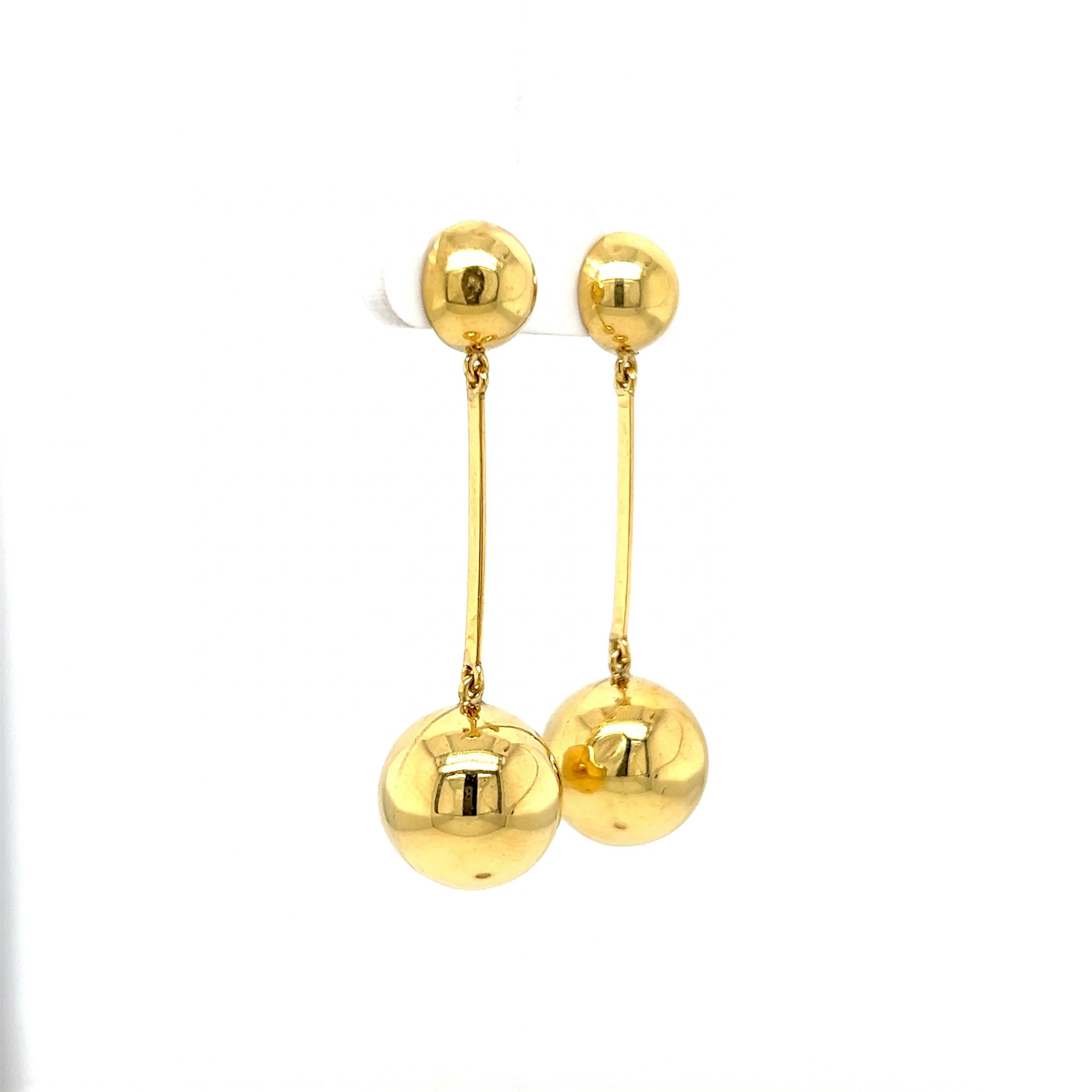 Mid-Century Sphere Drop Earrings in 18k Yellow Gold - Image 3