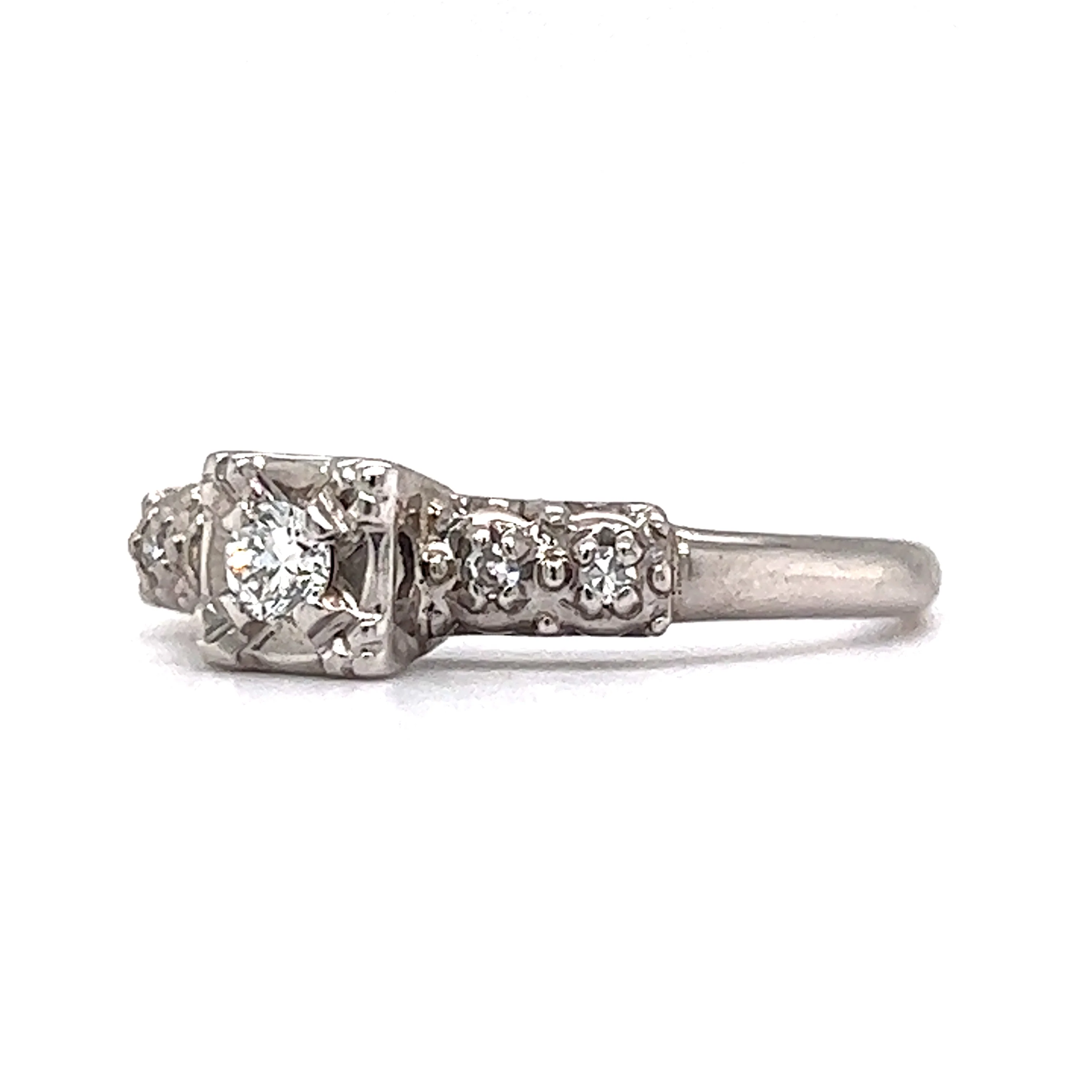 Mid-Century Transitional Cut Diamond Engagement Ring - Image 2