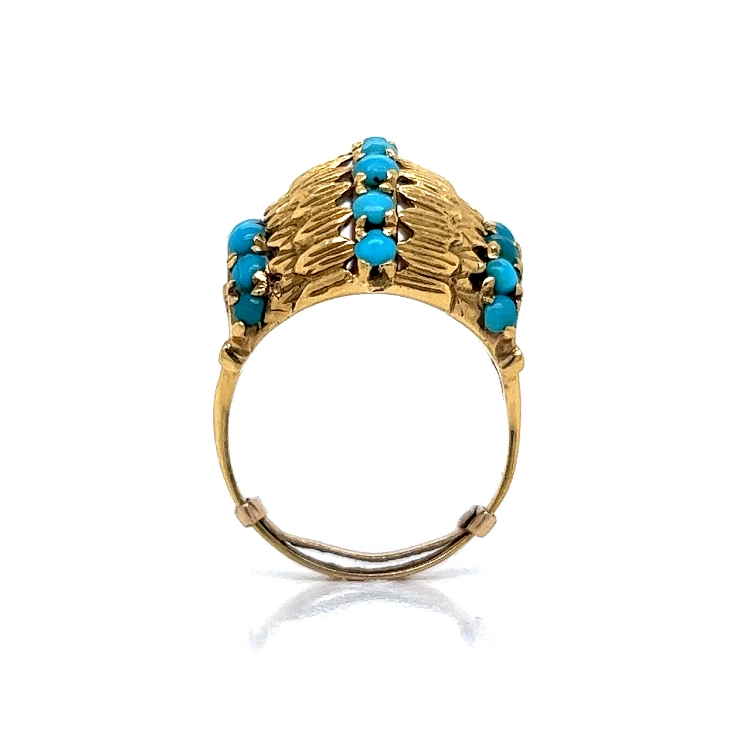 Mid-Century Turquoise Dome Cocktail Ring in 14k Yellow Gold - Image 4