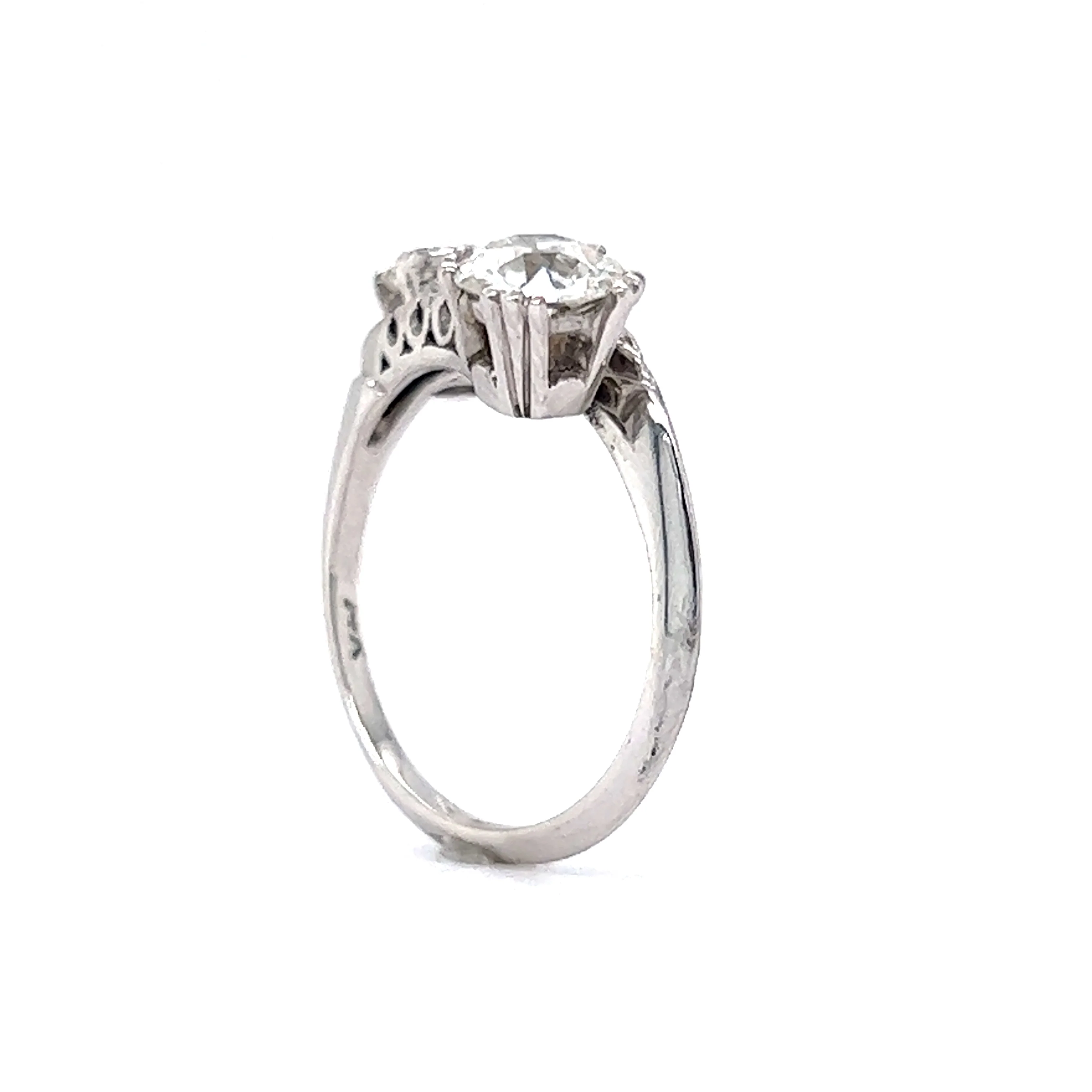 Mid-Century Two-Stone Diamond Engagement Ring in 14k White Gold - Image 5