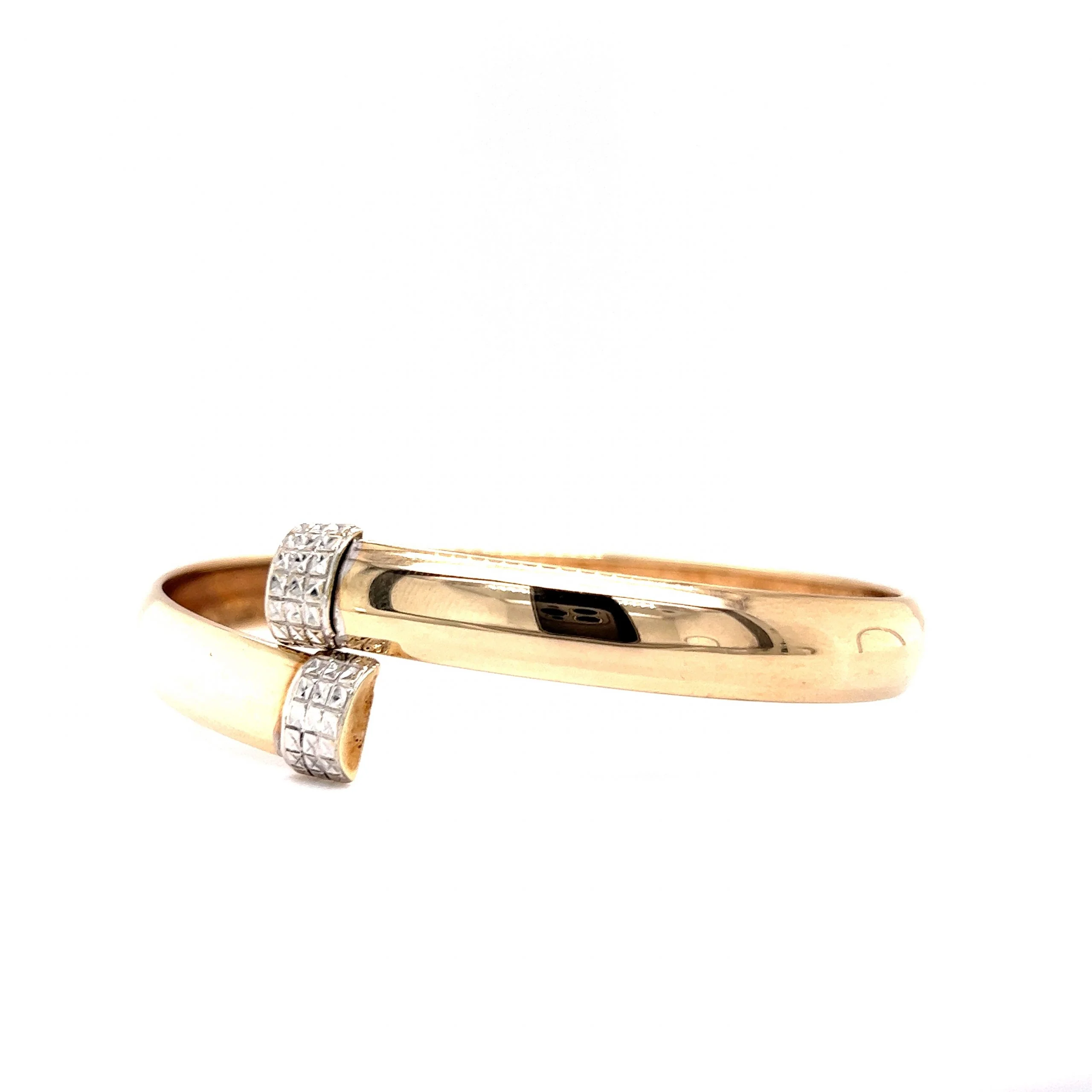Mid-Century Wrap Bangle Bracelet in 10k Yellow & White Gold - Image 2