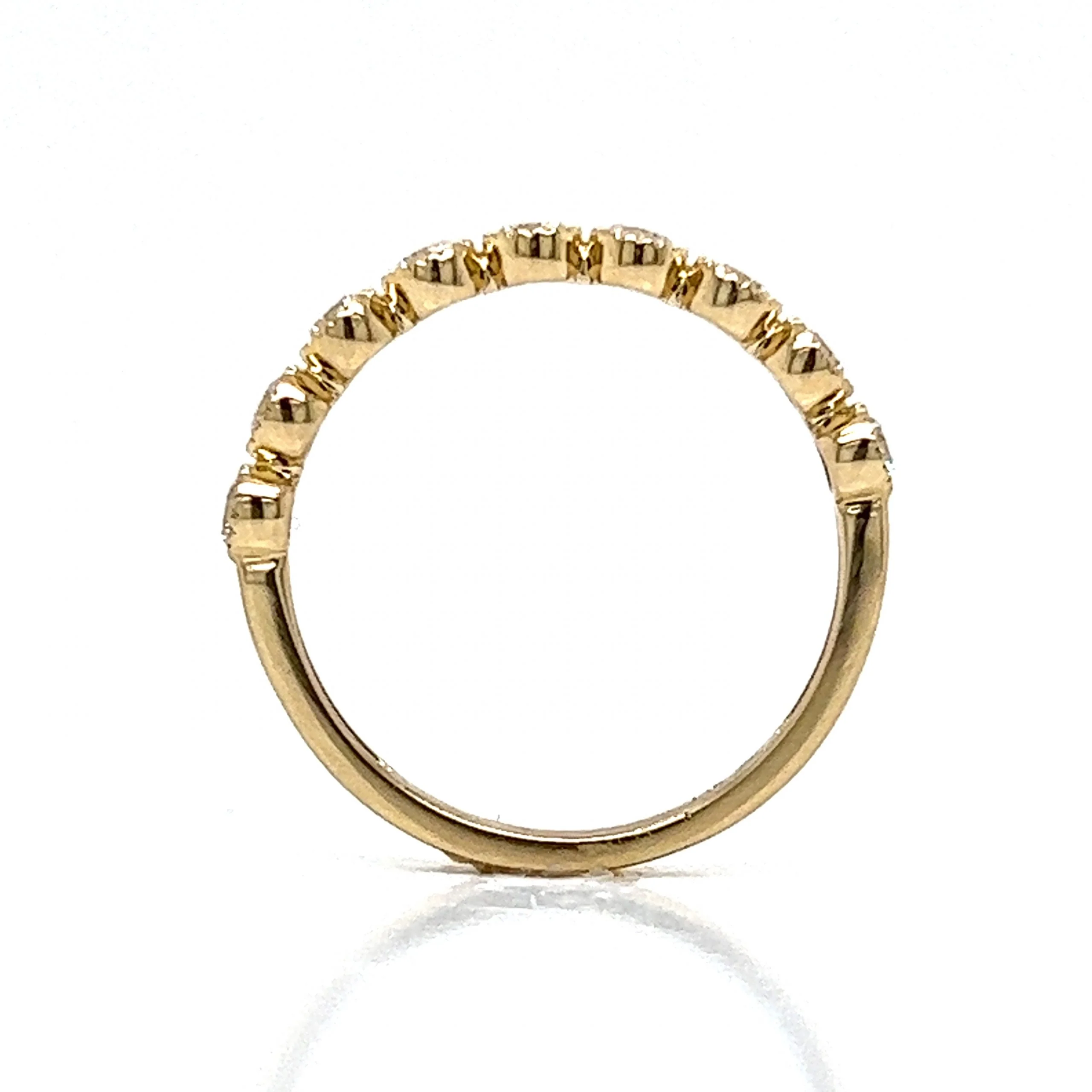 Milgrain Bezel Set Diamond Wedding Band in 14k Yellow Gold - Image 4