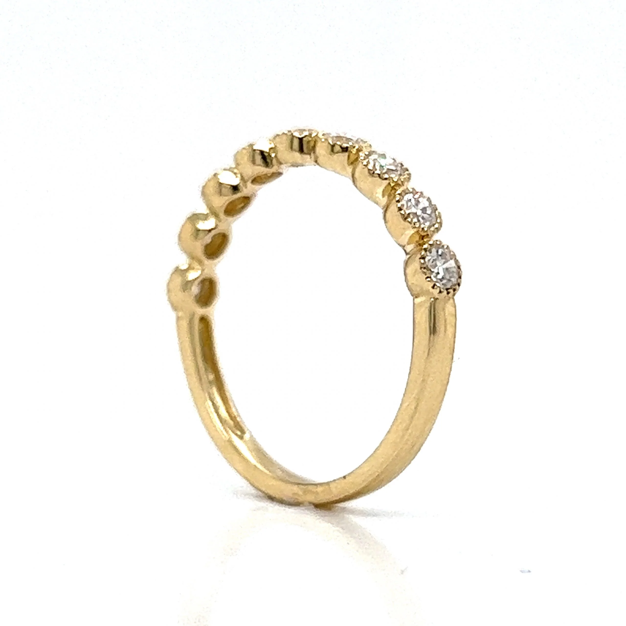 Milgrain Bezel Set Diamond Wedding Band in 14k Yellow Gold - Image 5