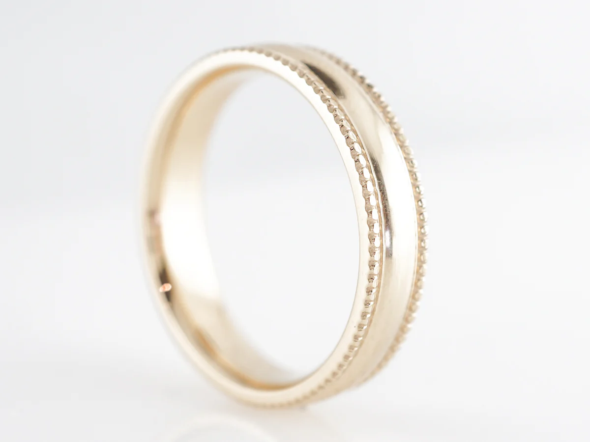 Milgrain Bordered Half Round Men's Wedding Band - Image 2