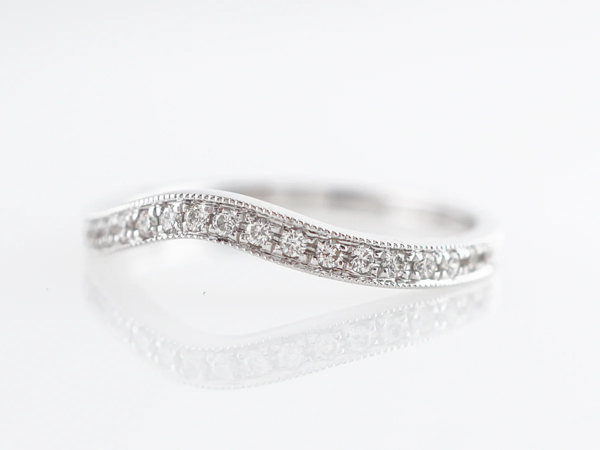 Milgrain Contour Diamond Band in 14k White Gold - Image 2