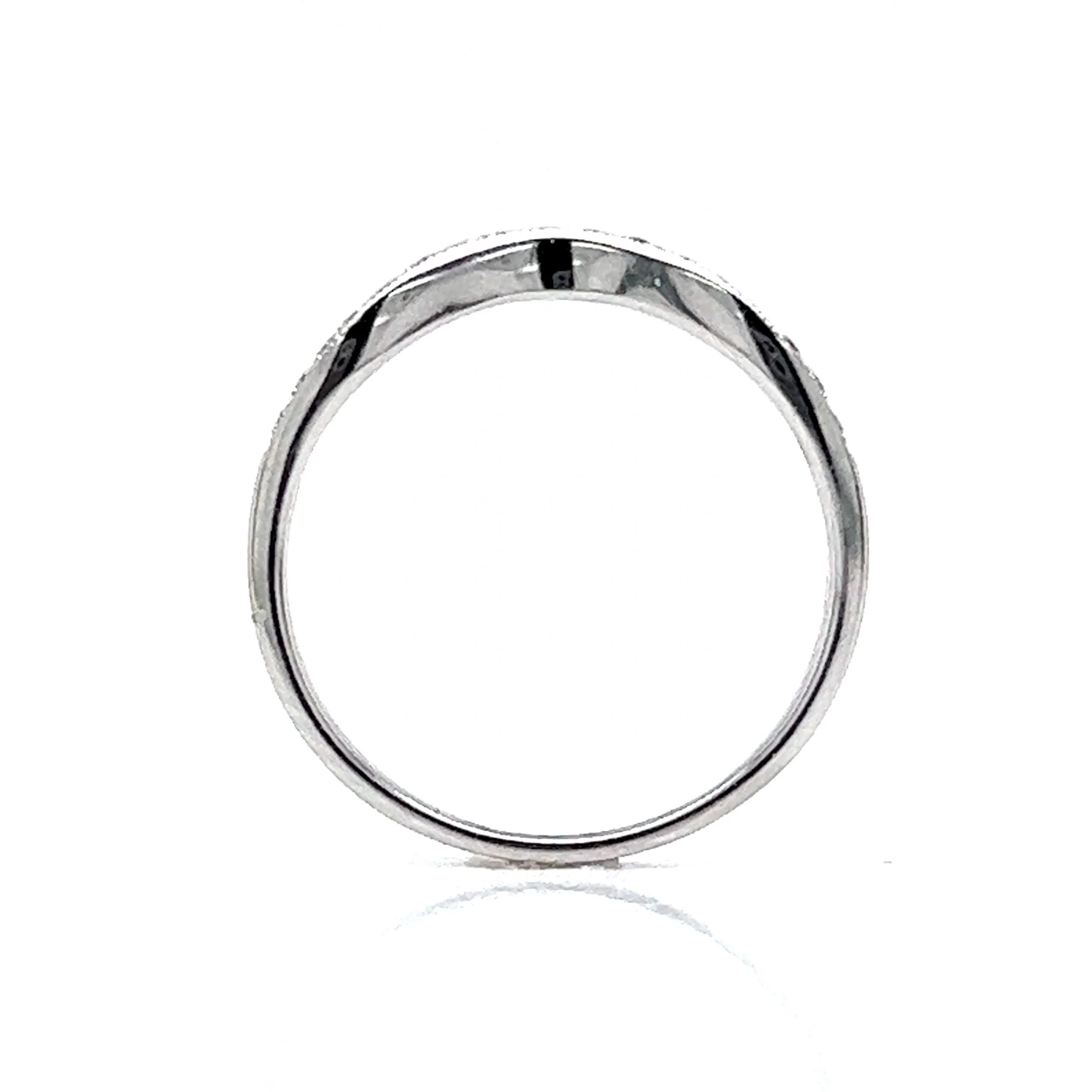 Milgrain Curved Diamond Wedding Band in 14k White Gold - Image 4