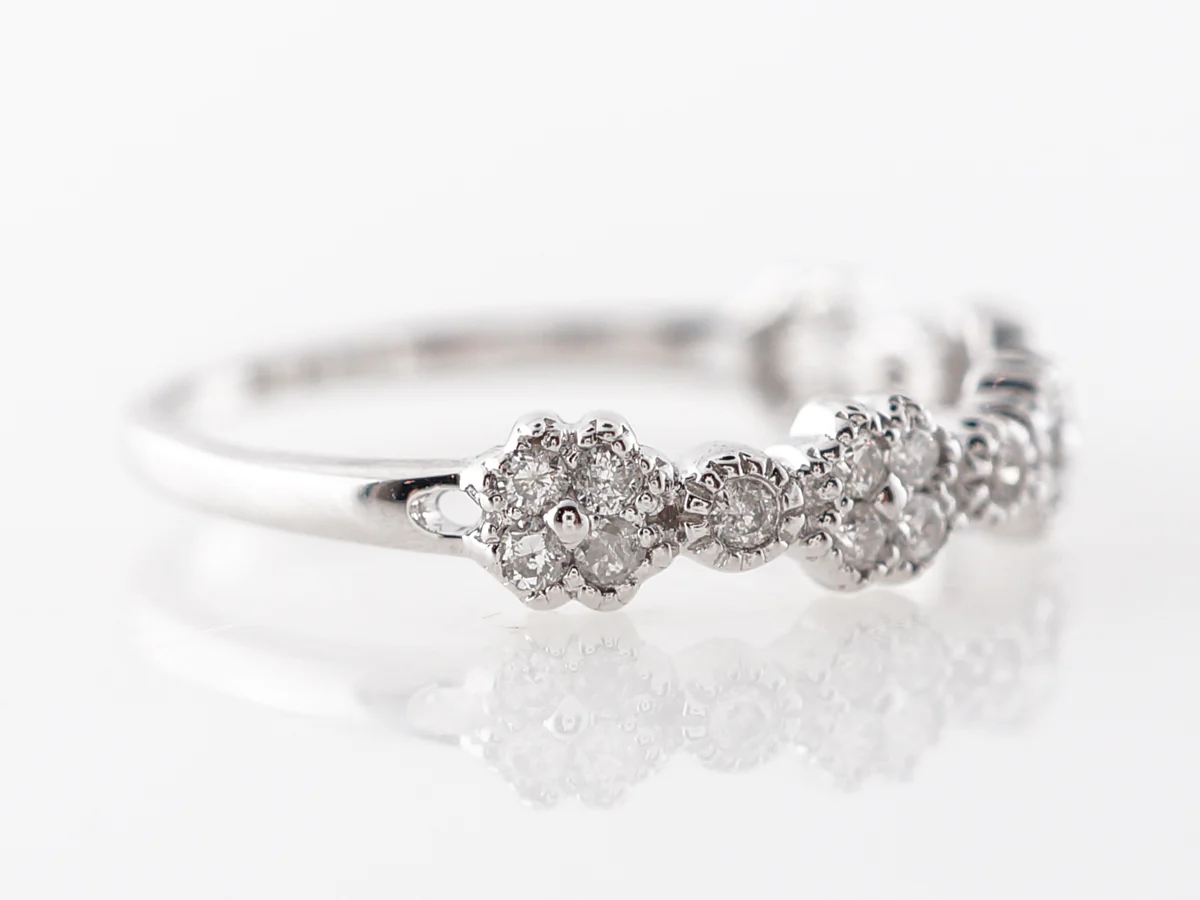 Milgrain Diamond Cluster Band in 14k White Gold - Image 3