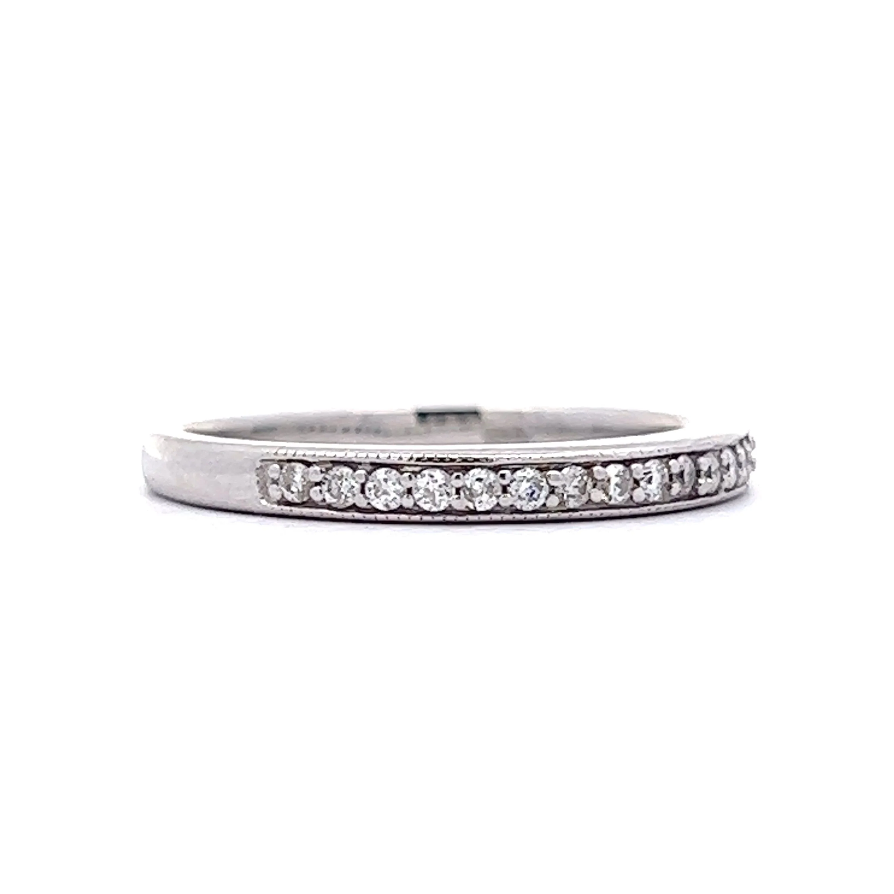 Milgrain Diamond Wedding Band in 14k White Gold - Image 3