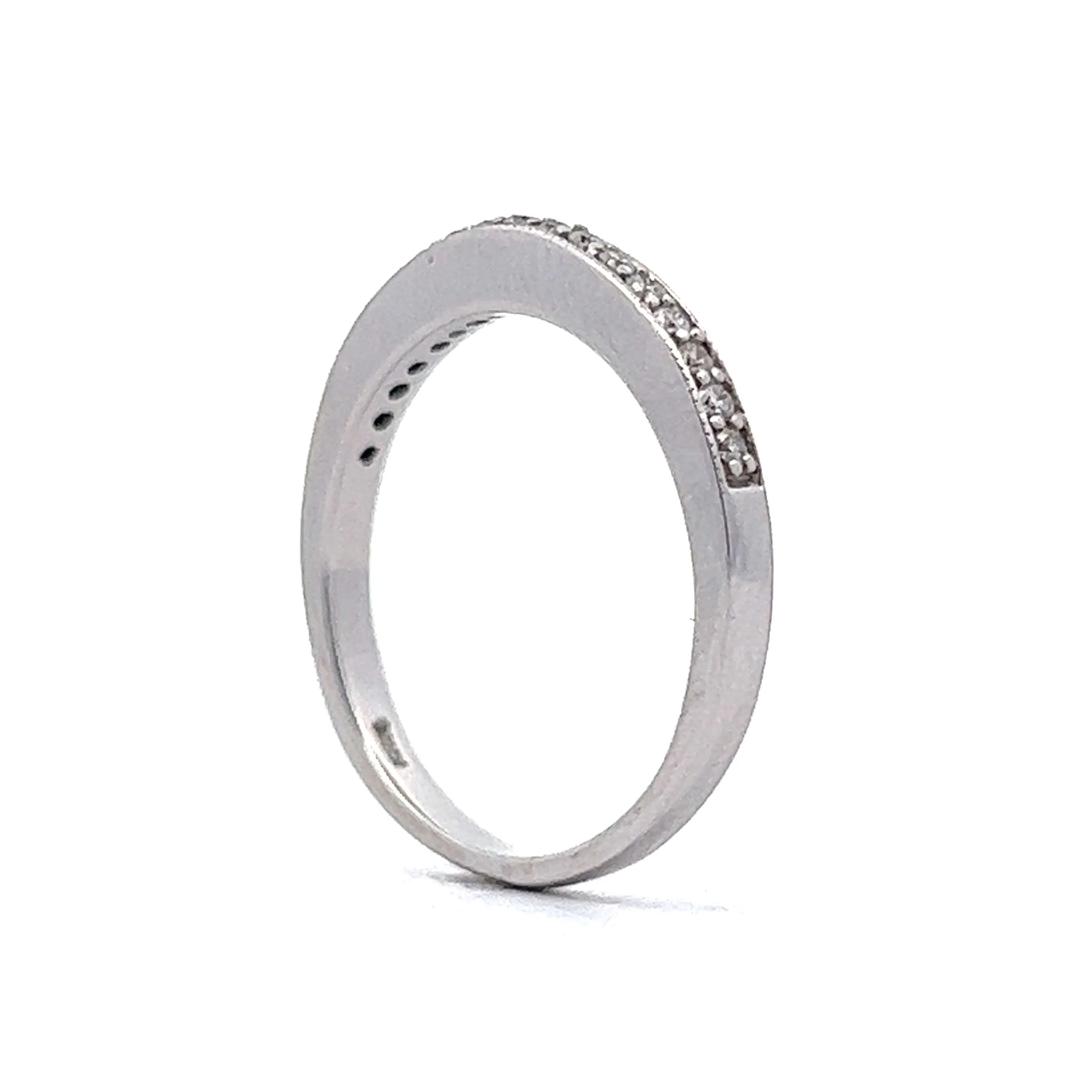 Milgrain Diamond Wedding Band in 14k White Gold - Image 5