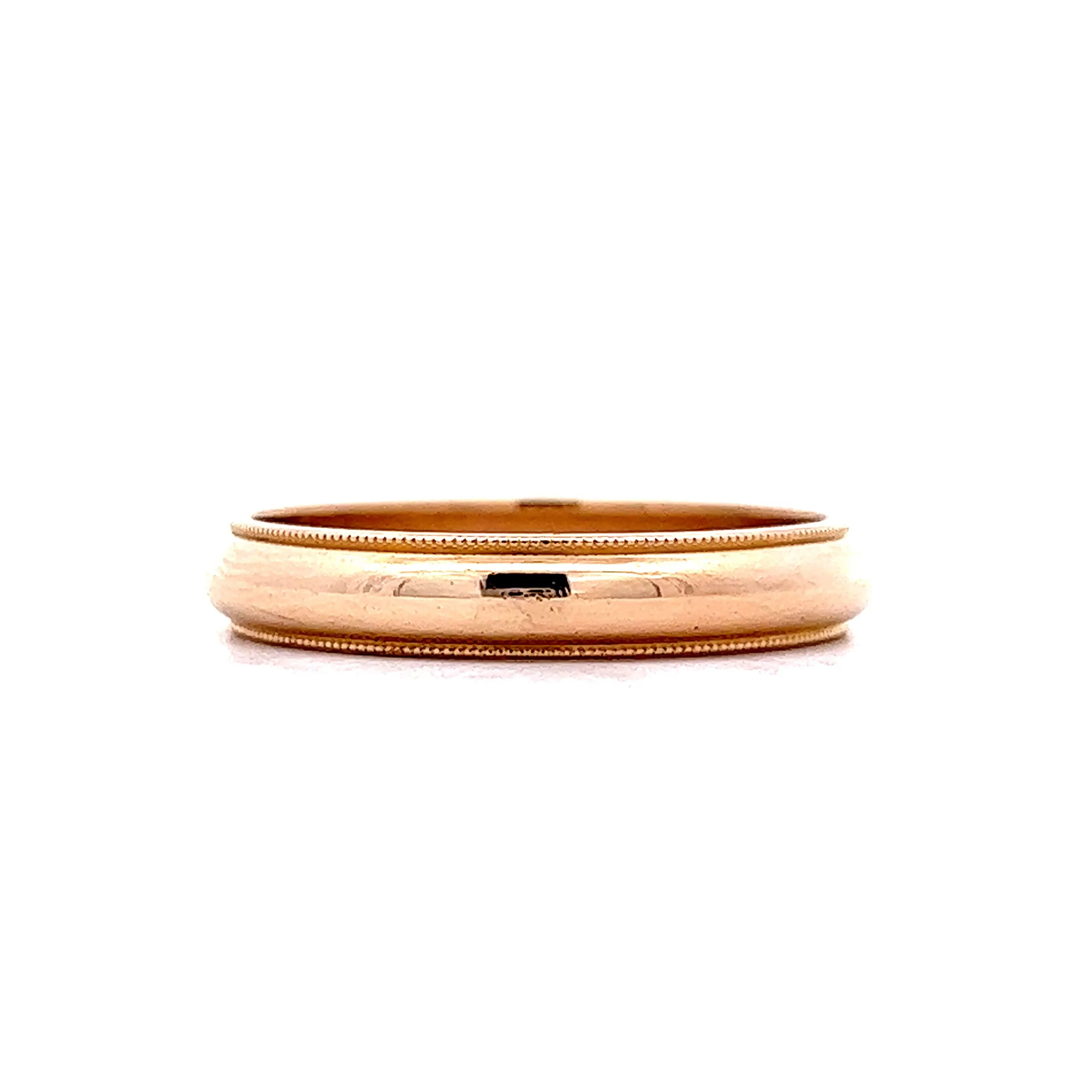 4mm Men's Milgrain Wedding Band in 18k Yellow Gold