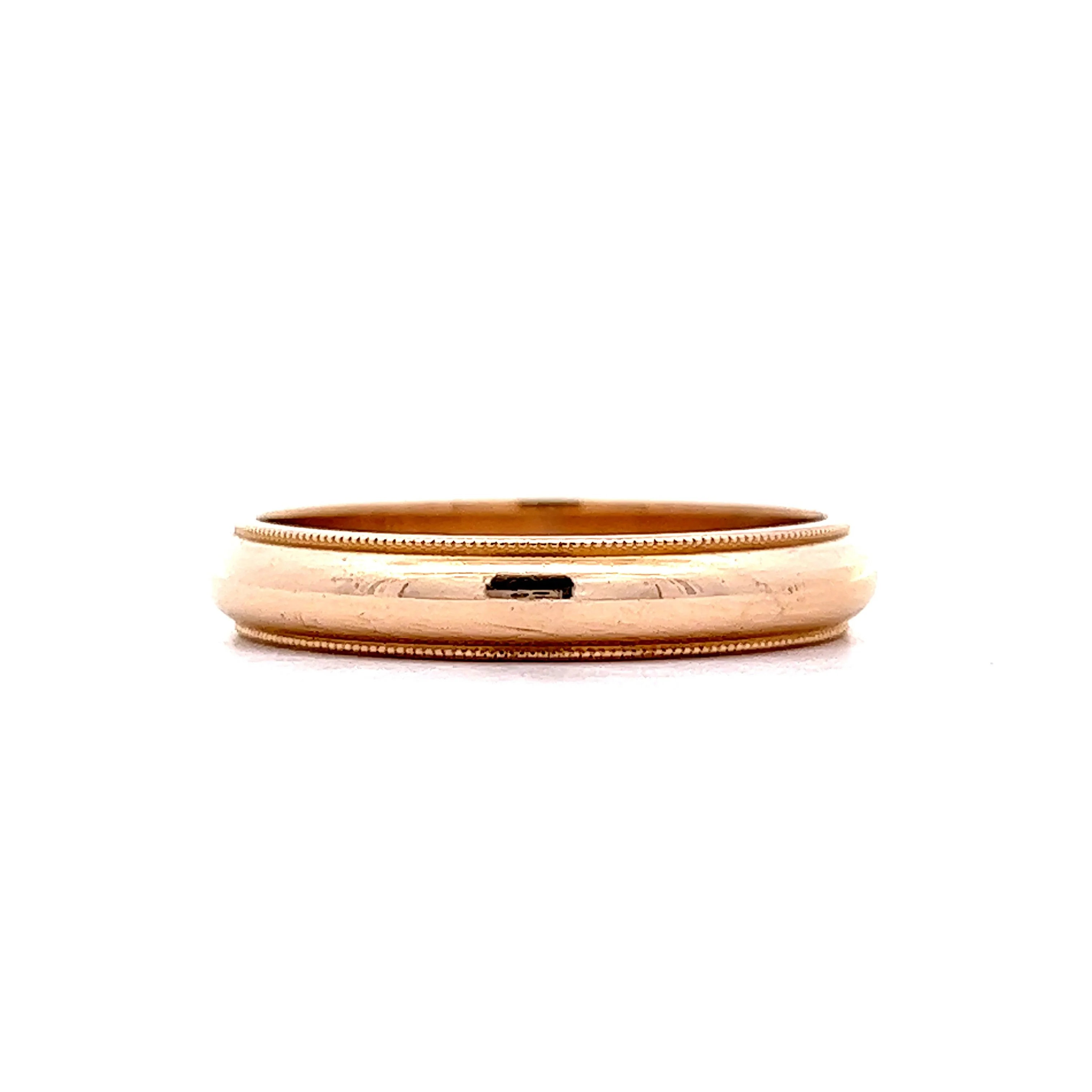 4mm Men's Milgrain Wedding Band in 18k Yellow Gold - Image 2