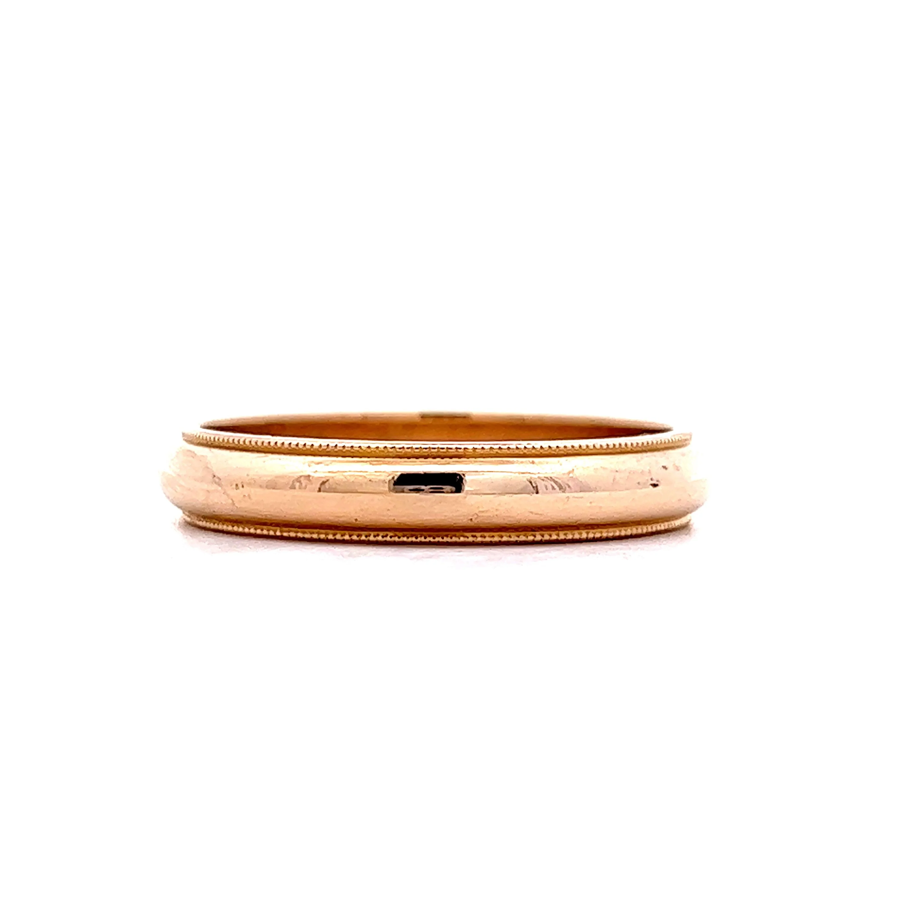 4mm Men's Milgrain Wedding Band in 18k Yellow Gold - Image 3