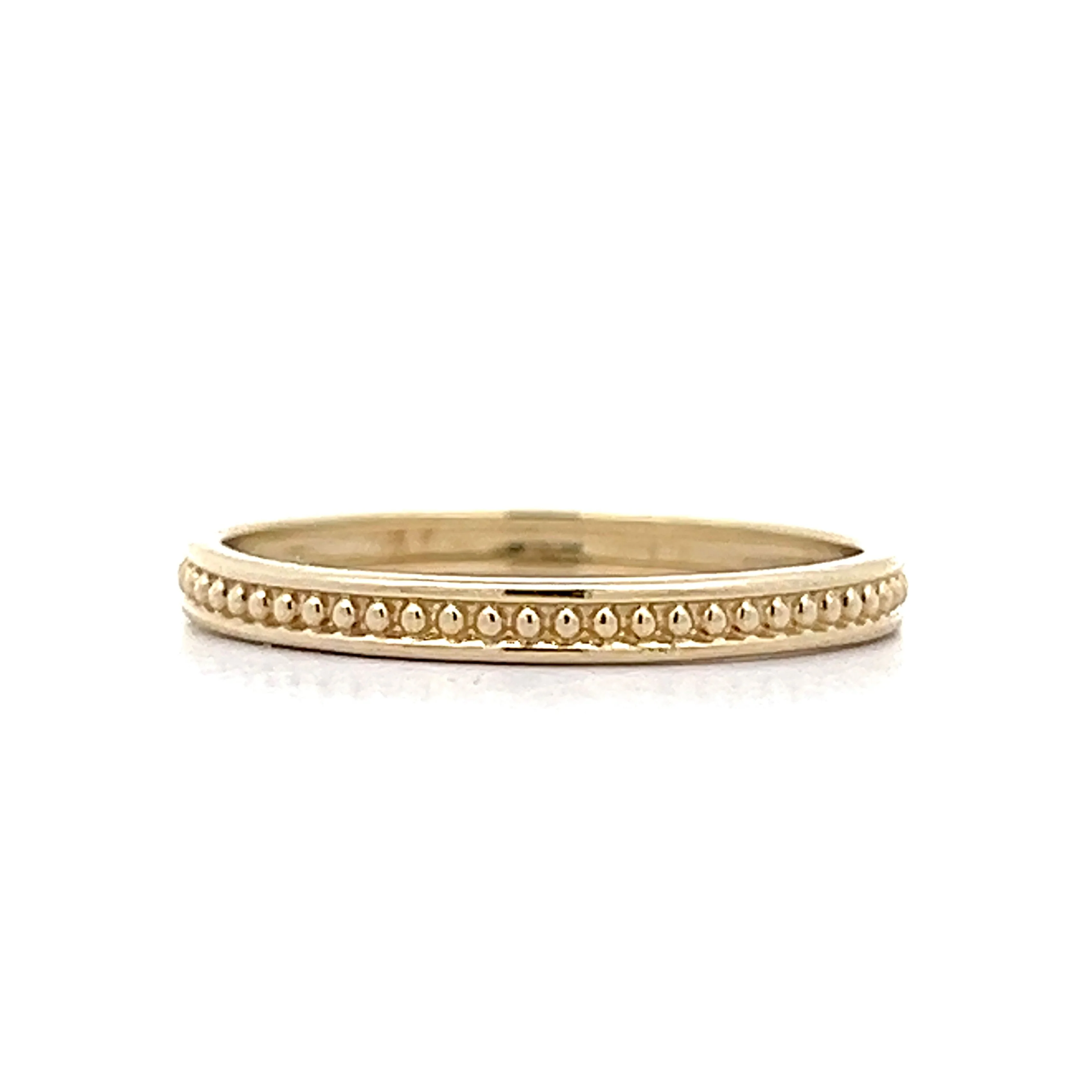 Milgrain Textured Wedding Band in 14k Yellow Gold - Image 3