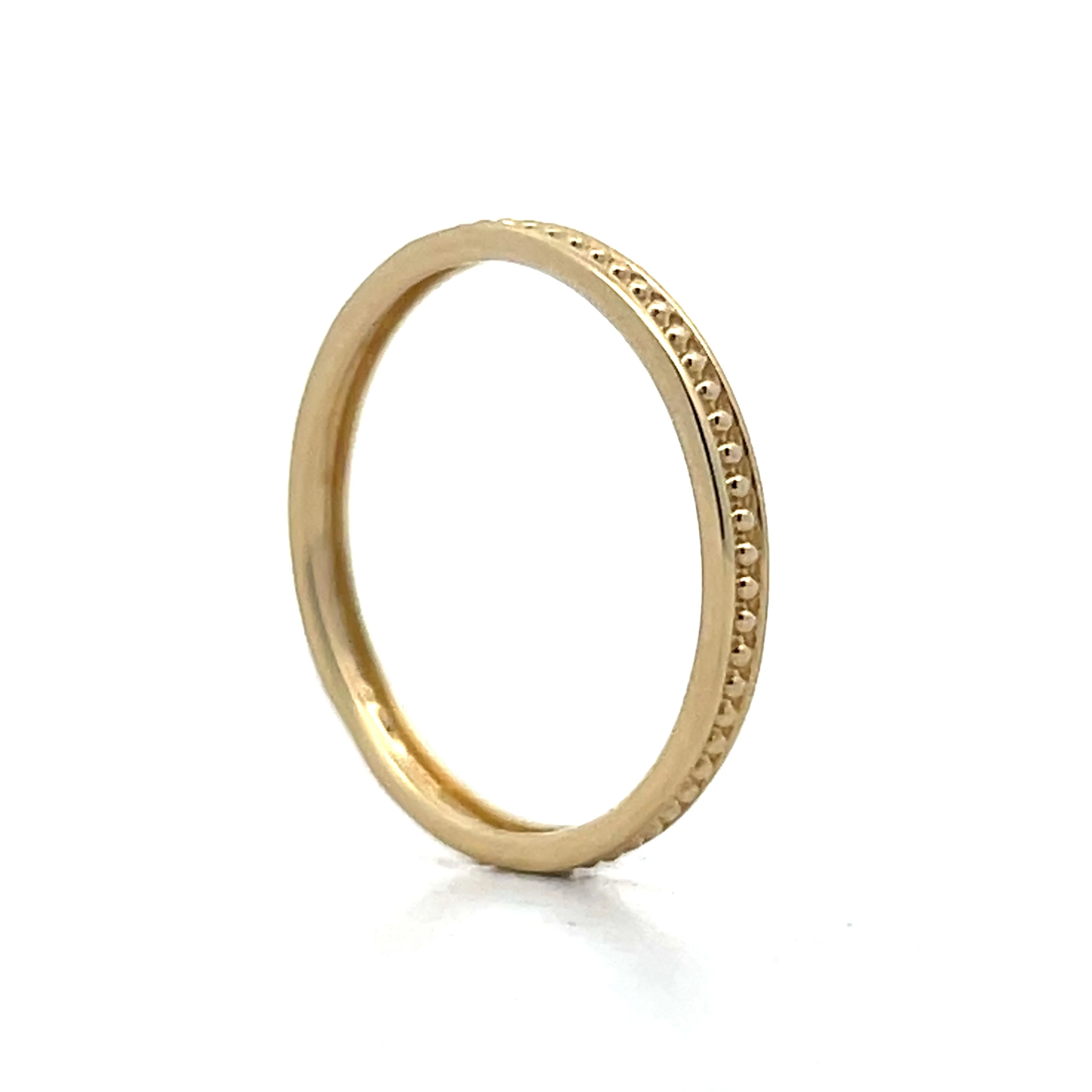 Milgrain Textured Wedding Band in 14k Yellow Gold - Image 5