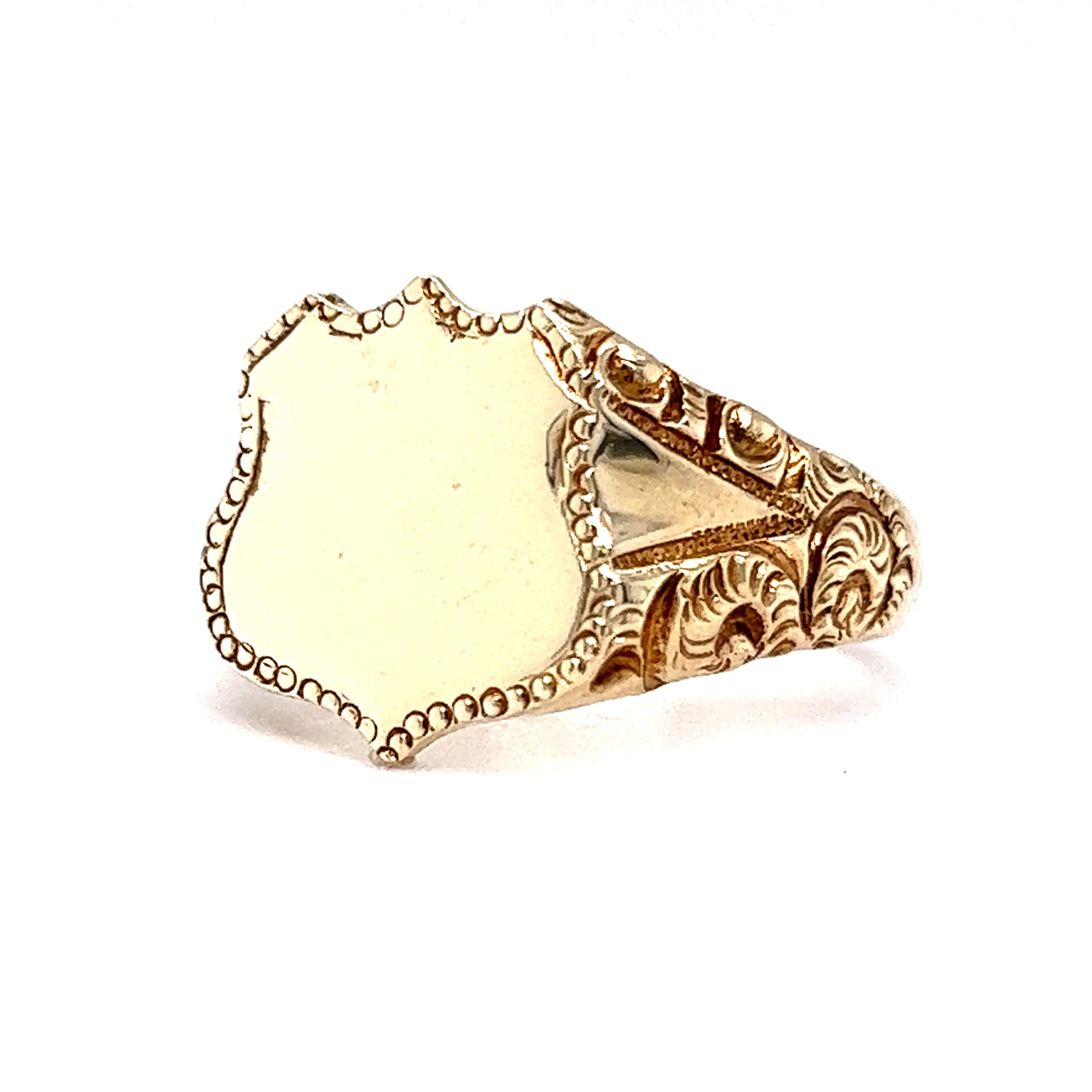 Shield Shaped Signet Ring in 14k Yellow Gold - Image 2