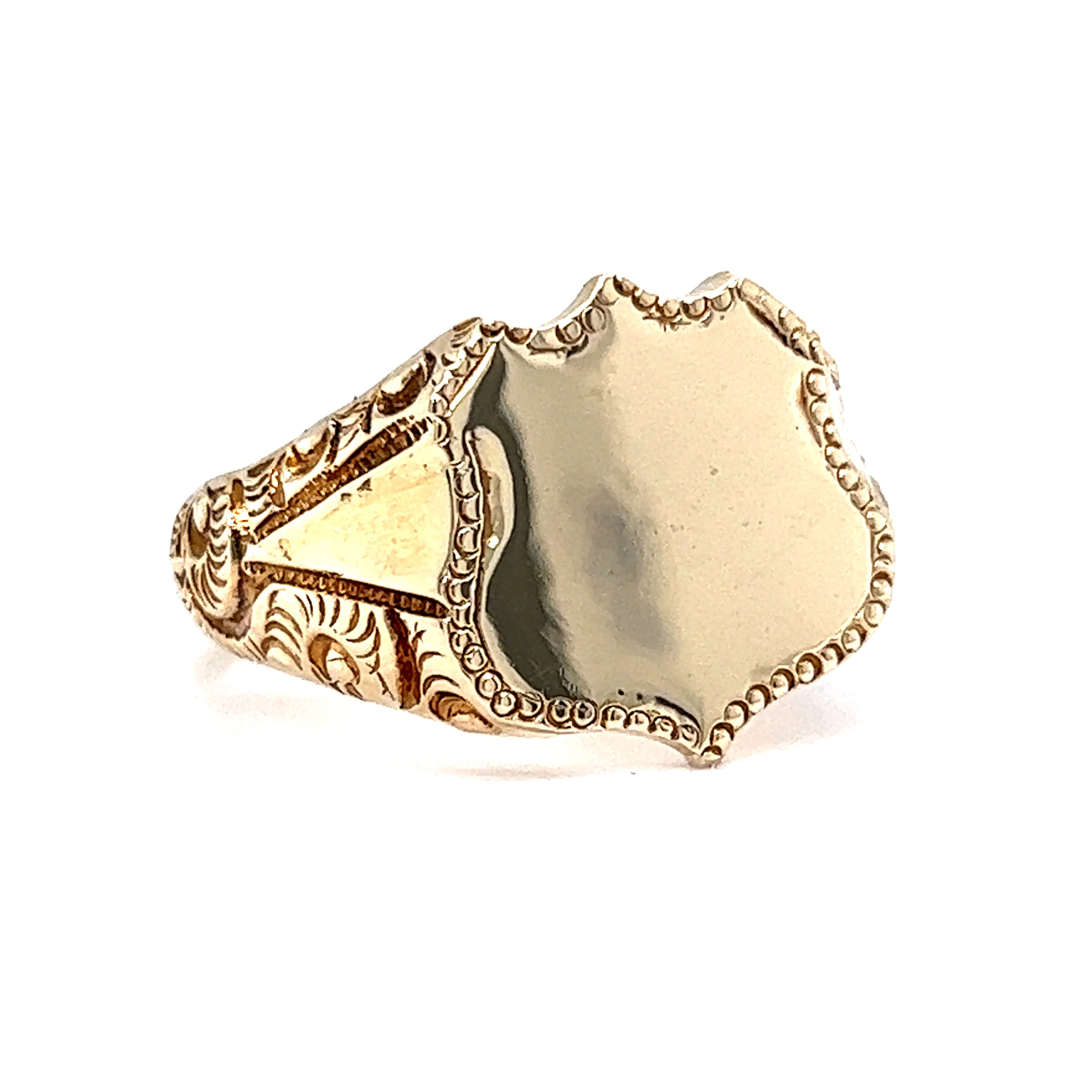 Shield Shaped Signet Ring in 14k Yellow Gold - Image 3
