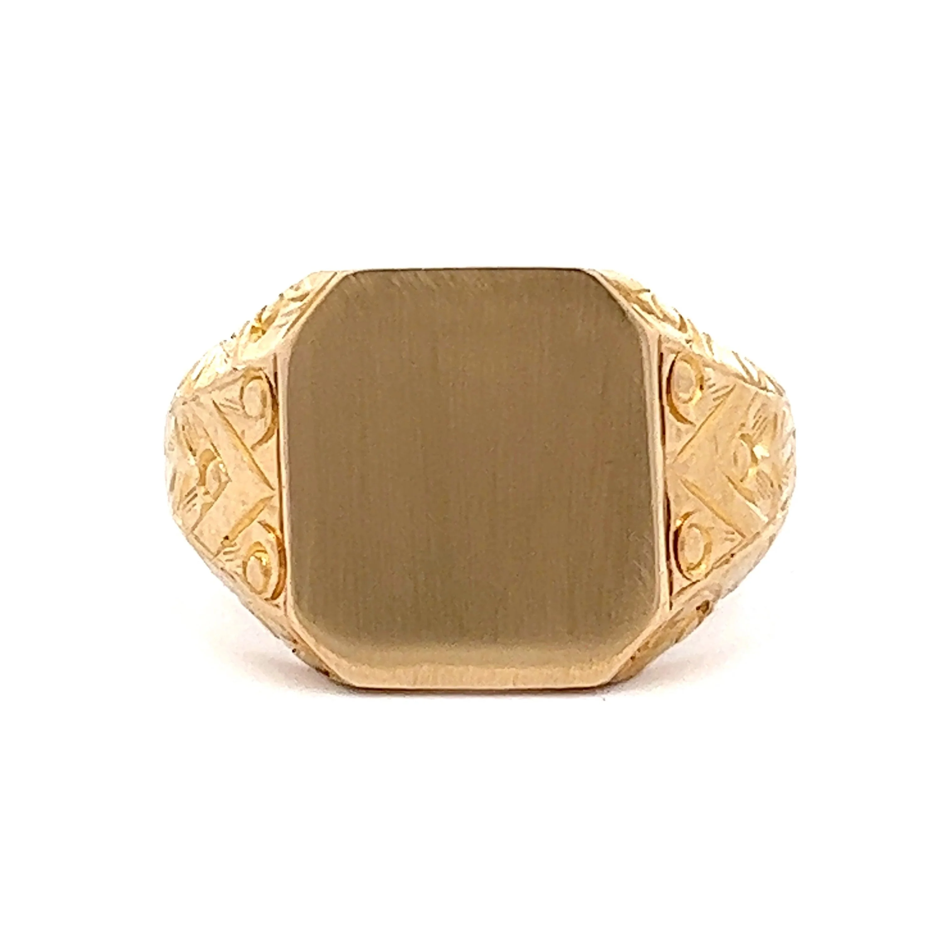 Men's Engraved Signet Ring in 14k Yellow Gold