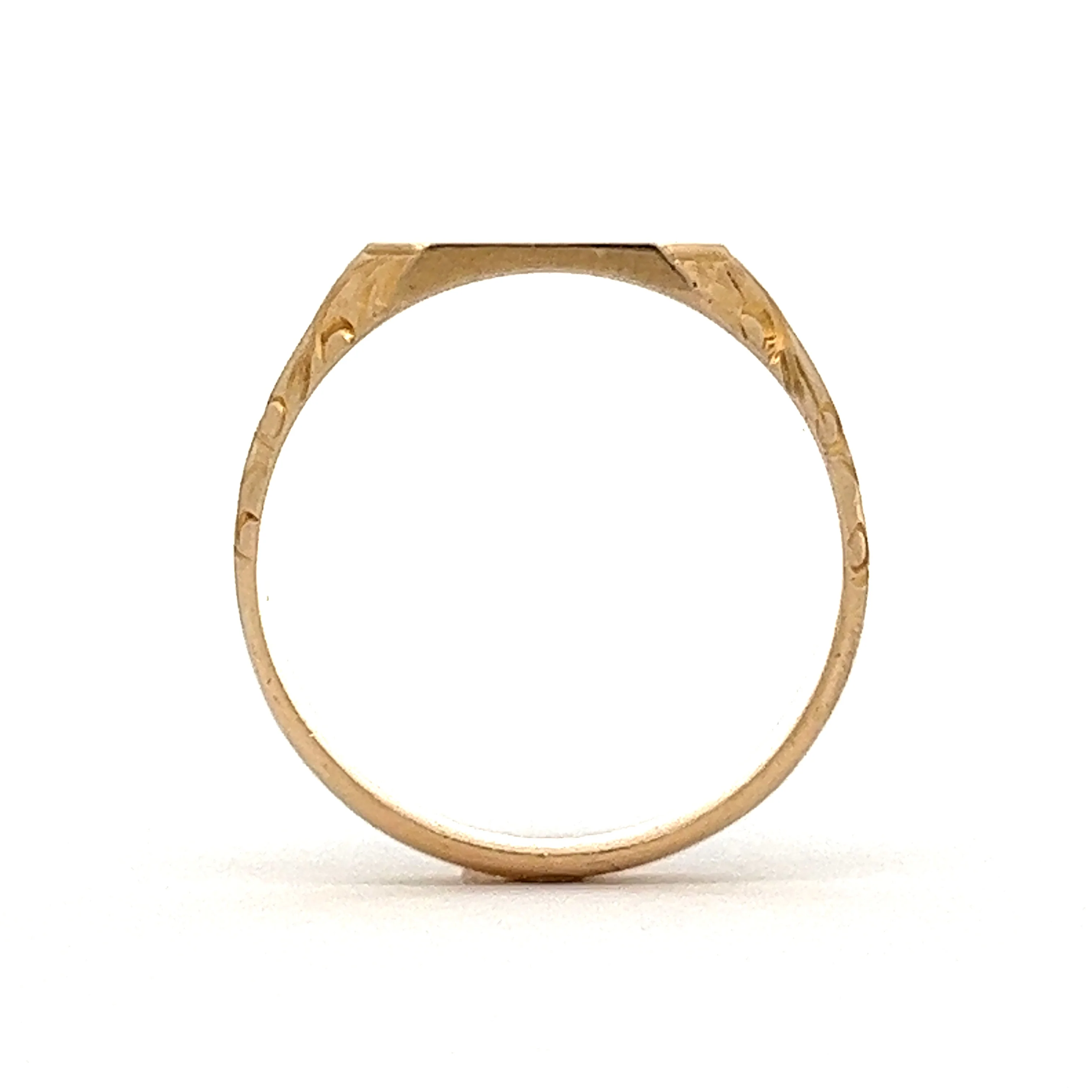 Men's Engraved Signet Ring in 14k Yellow Gold - Image 4