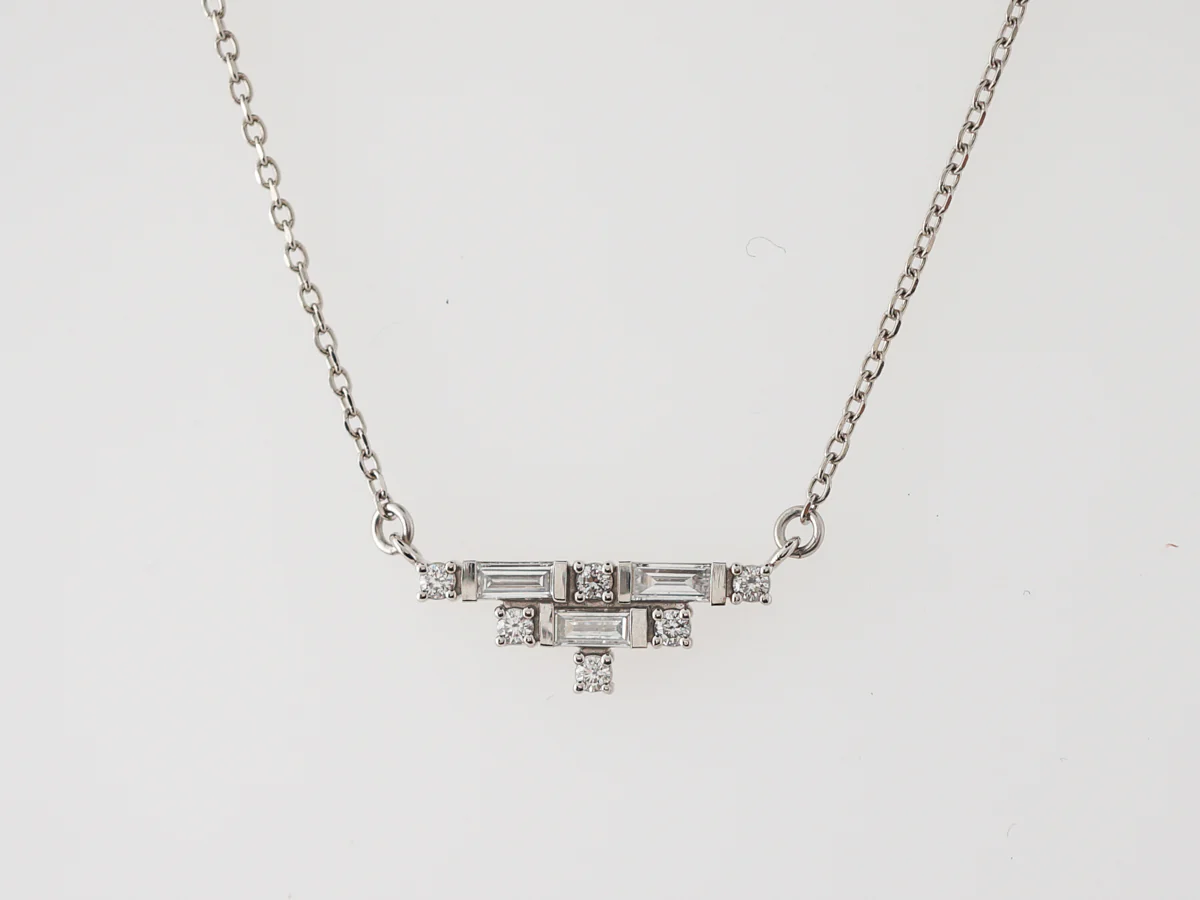 Mixed Cut Diamond Pendant in 14k White Gold