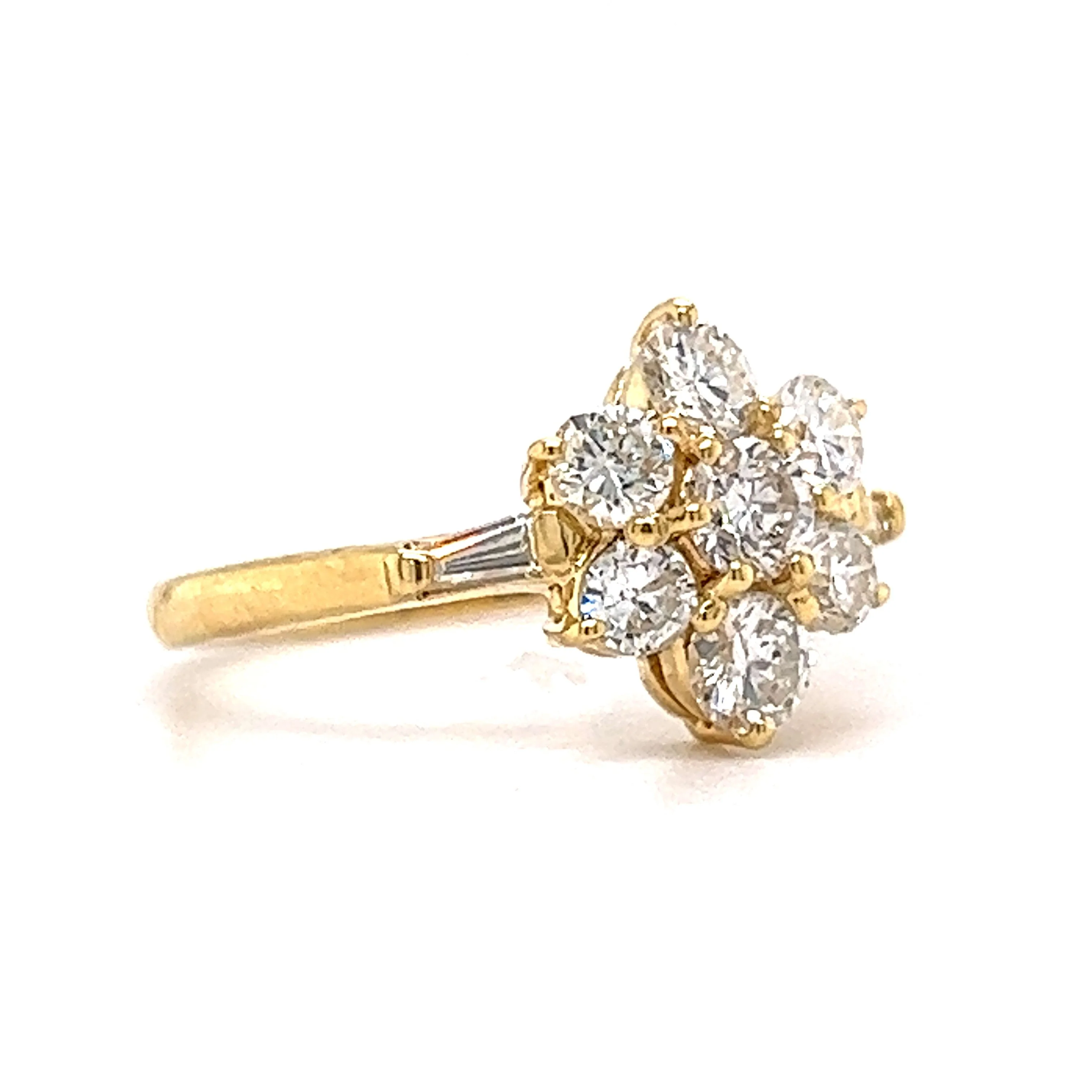 Modern 1.00 Diamond Cluster Engagement Ring in 18k Yellow Gold - Image 3