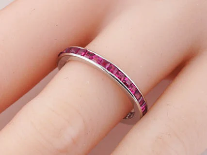 Modern 1.75cttw Step Cut Ruby Eternity Wedding Band in 14k White Gold - Image 3