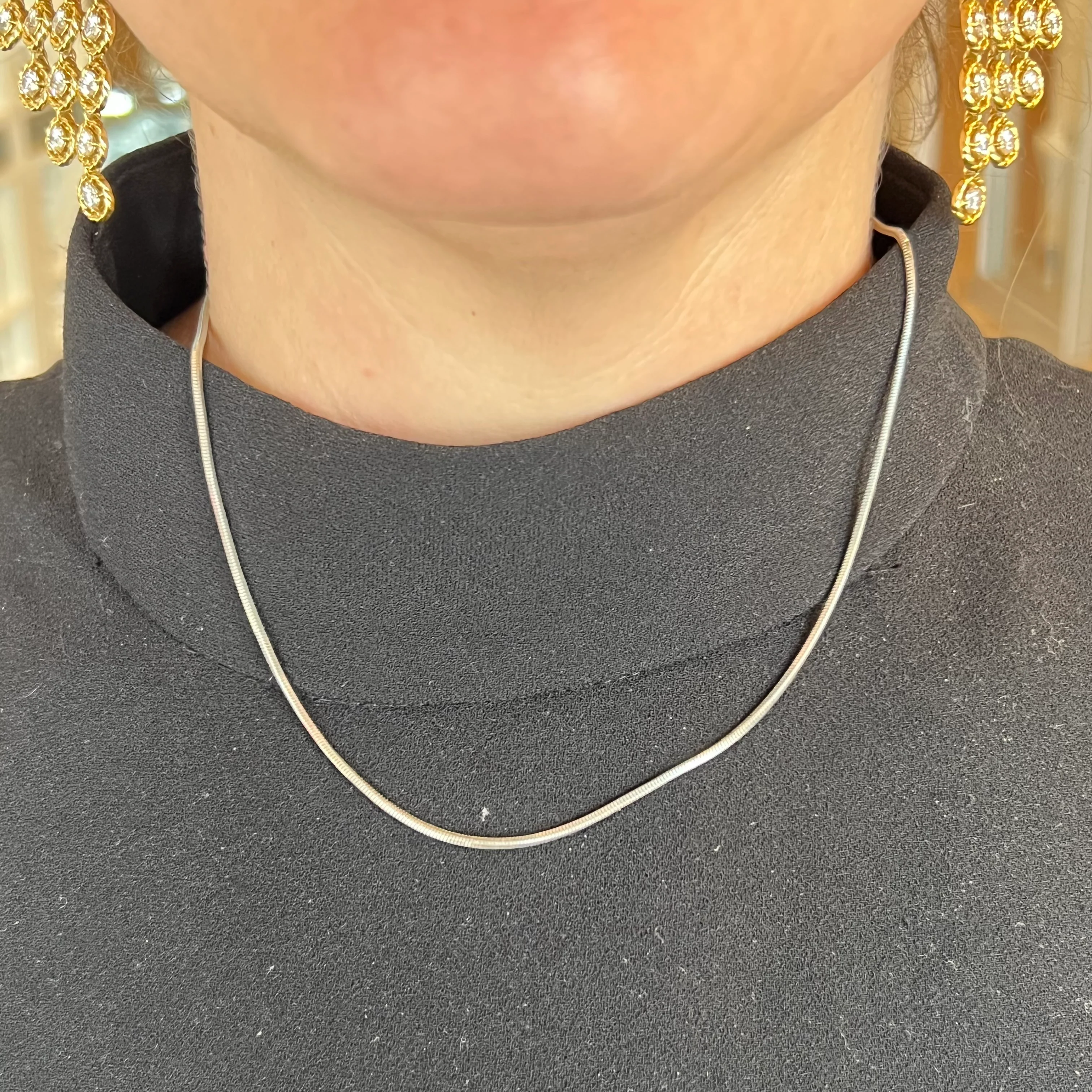 Modern 18 Inch Snake Chain in 14k White Gold - Image 4