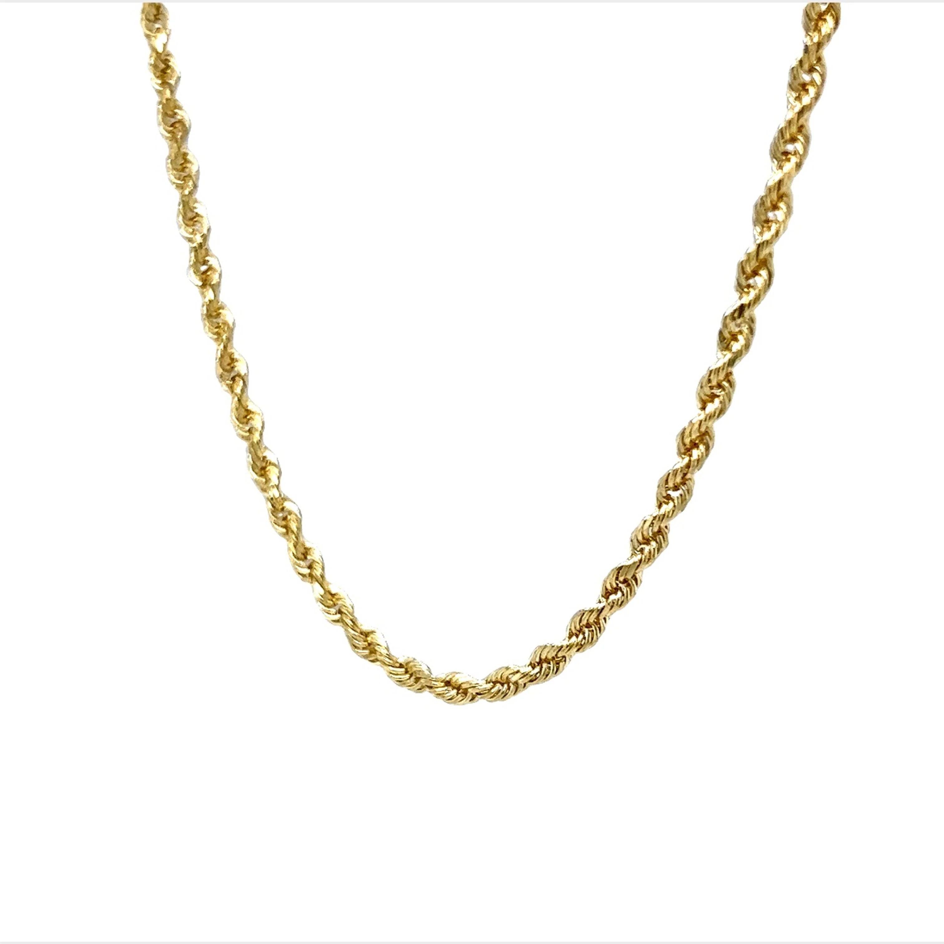 Modern 20 Inch Rope Chain in 14k Yellow Gold - Image 2