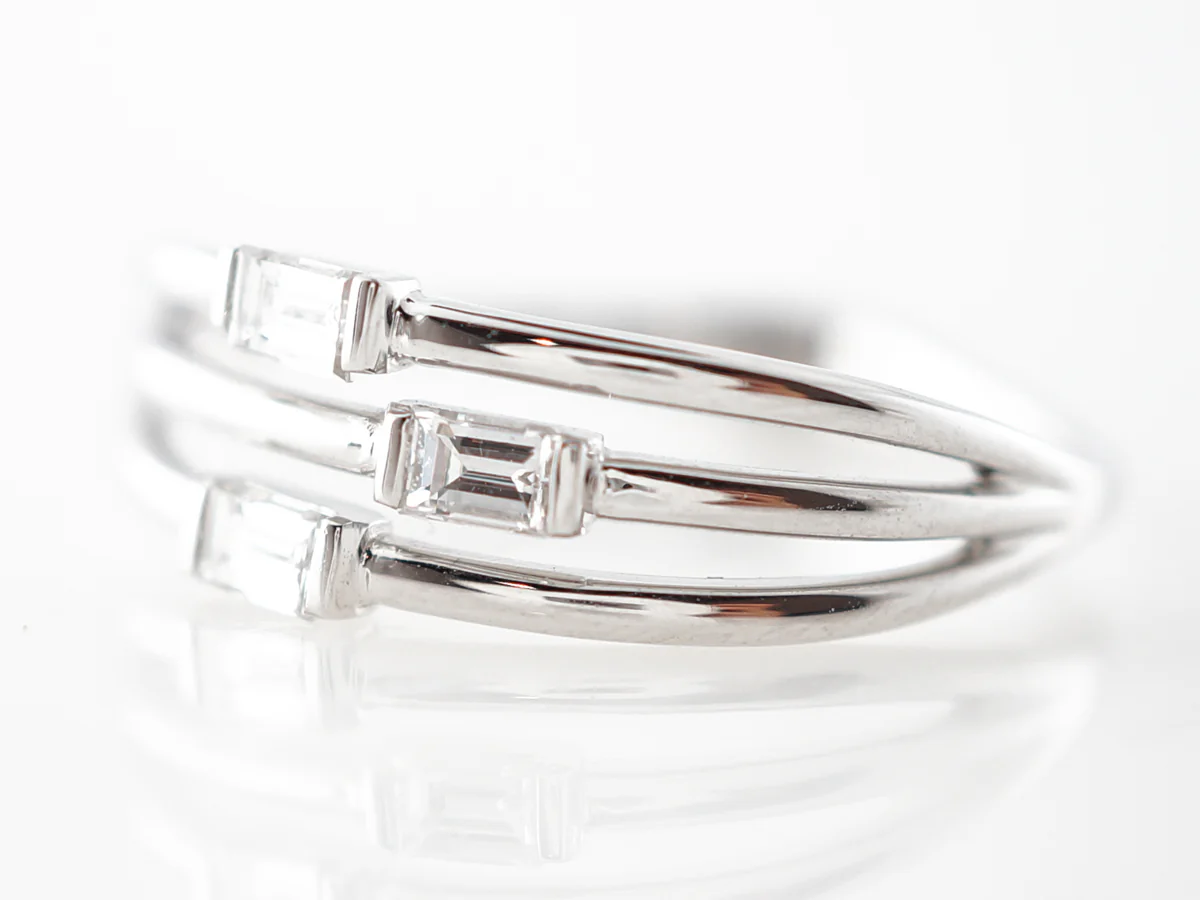 Modern .23 Baguette Cut Diamond Ring in 18k White Gold - Image 2