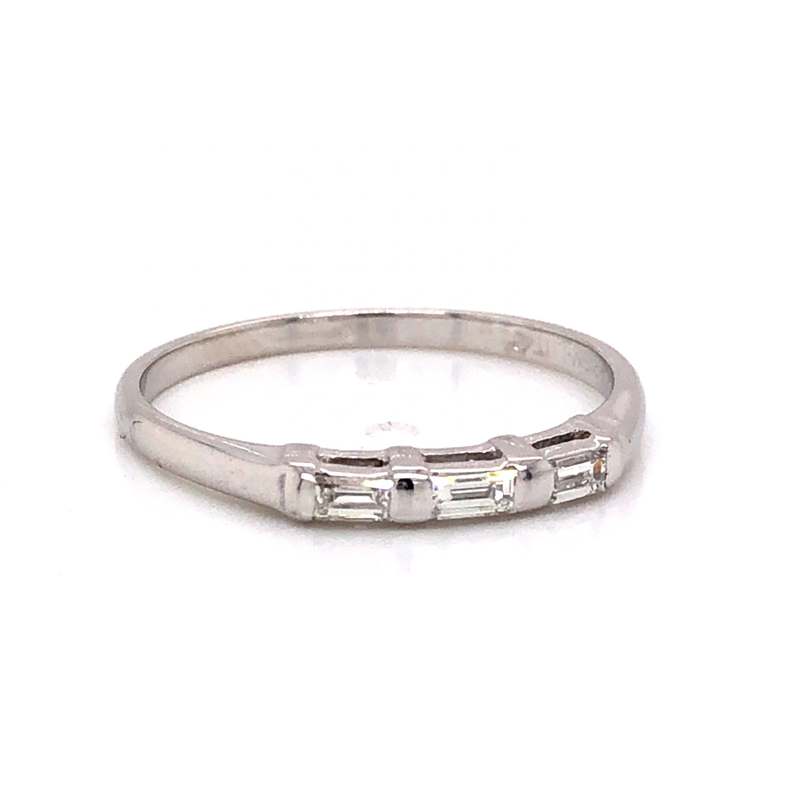 Modern .24 Baguette Cut Diamond Wedding Band in 14k White Gold - Image 3