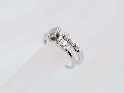 Engagement Ring Modern .25 Marquise Cut Diamond & Matching Diamond Wedding Band in 14k White Gold - Image 4