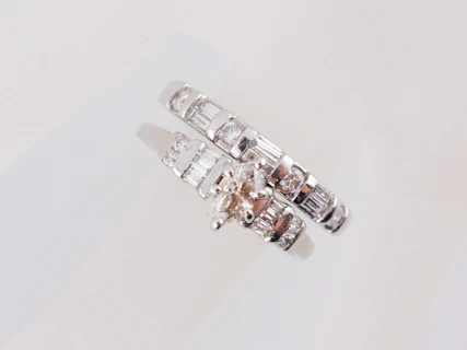 Engagement Ring Modern .25 Marquise Cut Diamond & Matching Diamond Wedding Band in 14k White Gold - Image 5