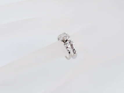 Engagement Ring Modern .25 Marquise Cut Diamond & Matching Diamond Wedding Band in 14k White Gold - Image 6