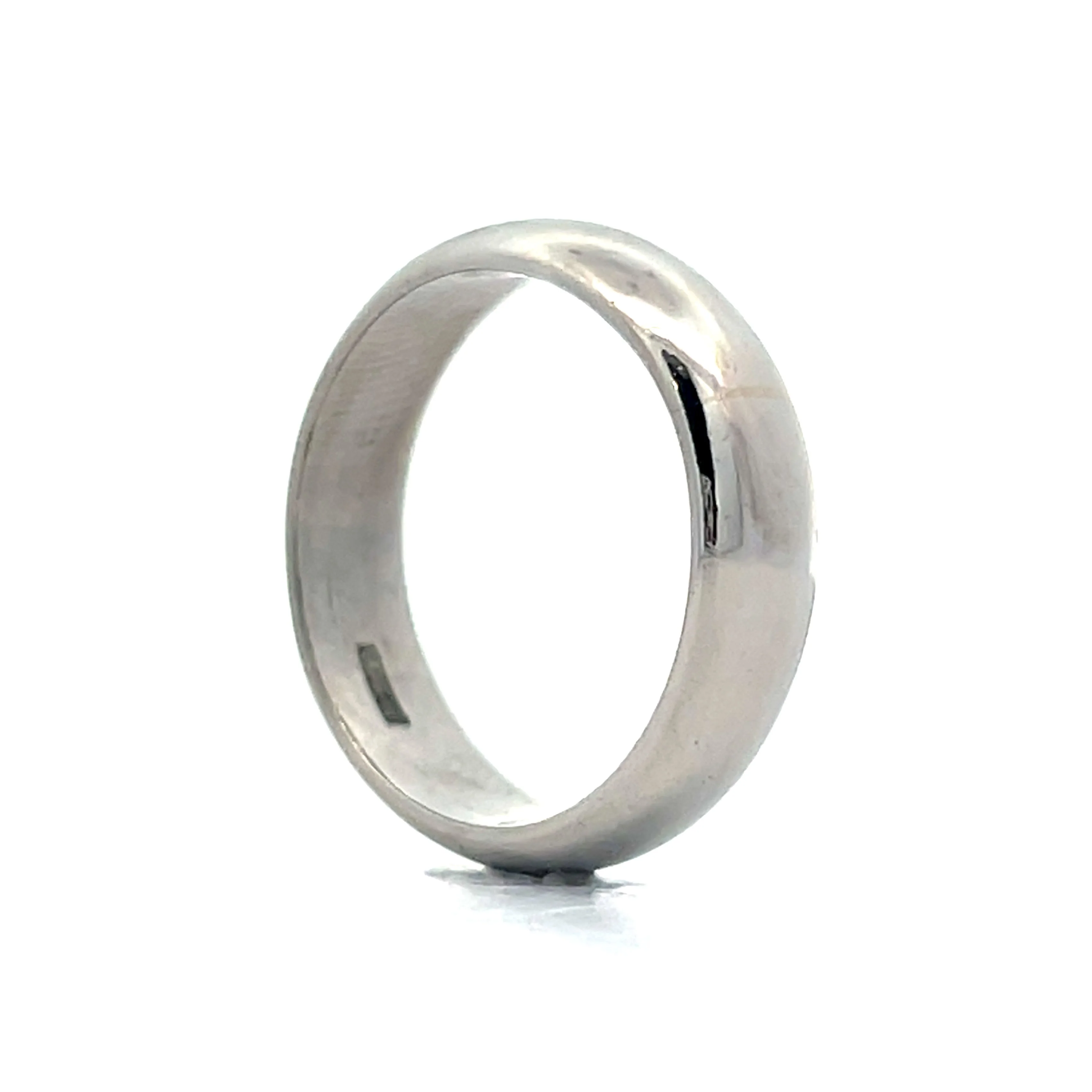 Modern 5mm Half Round Wedding Band in Platinum - Image 5