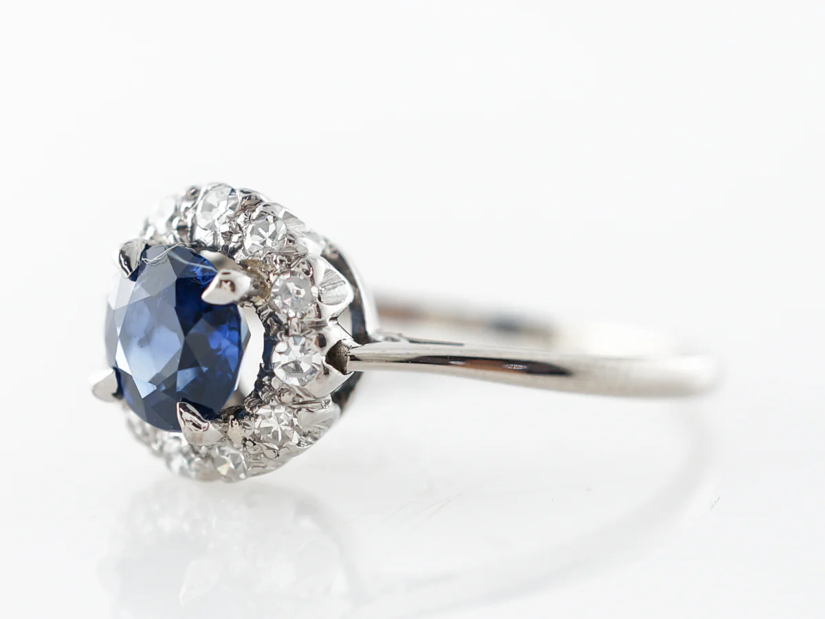 Modern .74 Sapphire Cluster Ring 18k White Gold - Image 2