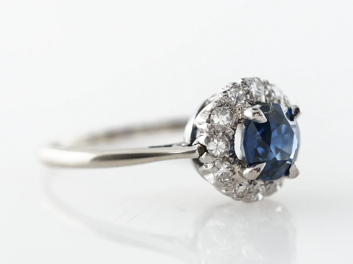 Modern .74 Sapphire Cluster Ring 18k White Gold - Image 3