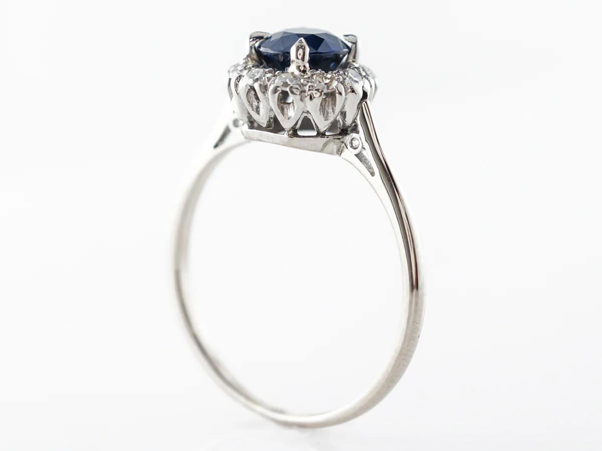 Modern .74 Sapphire Cluster Ring 18k White Gold - Image 4
