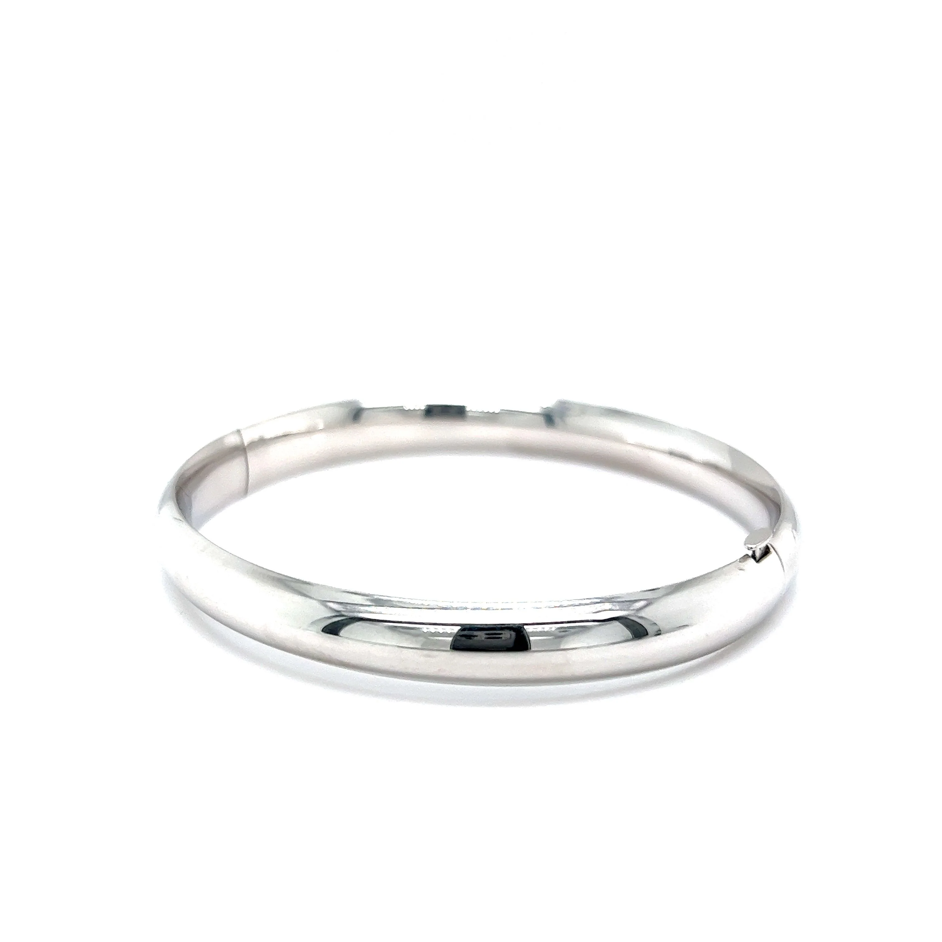 Modern 8mm Bangle Bracelet in 14k White Gold - Image 2